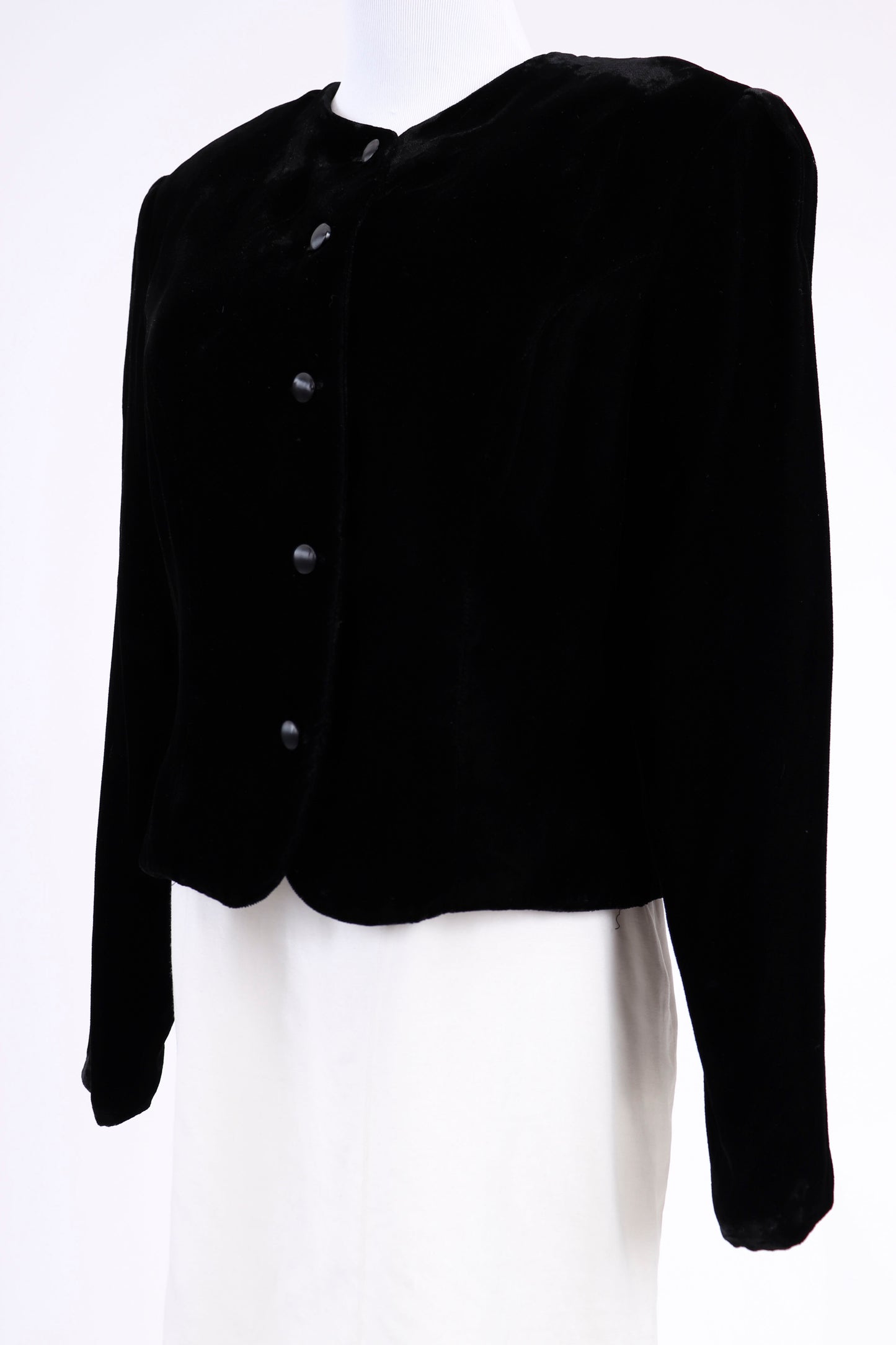 80's Black Velvet Jacket M