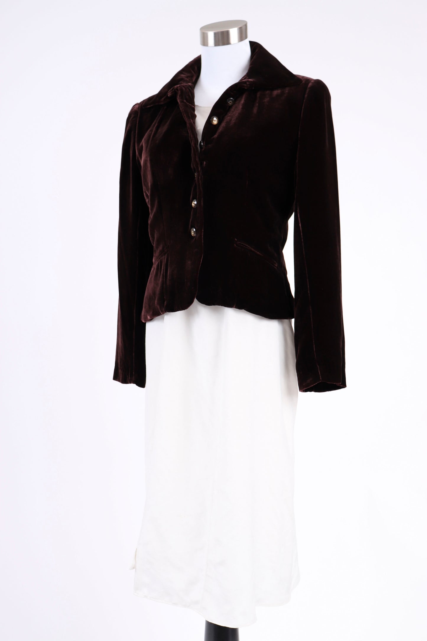 90's Zelda Cropped Chocolate Velvet Jacket S/M