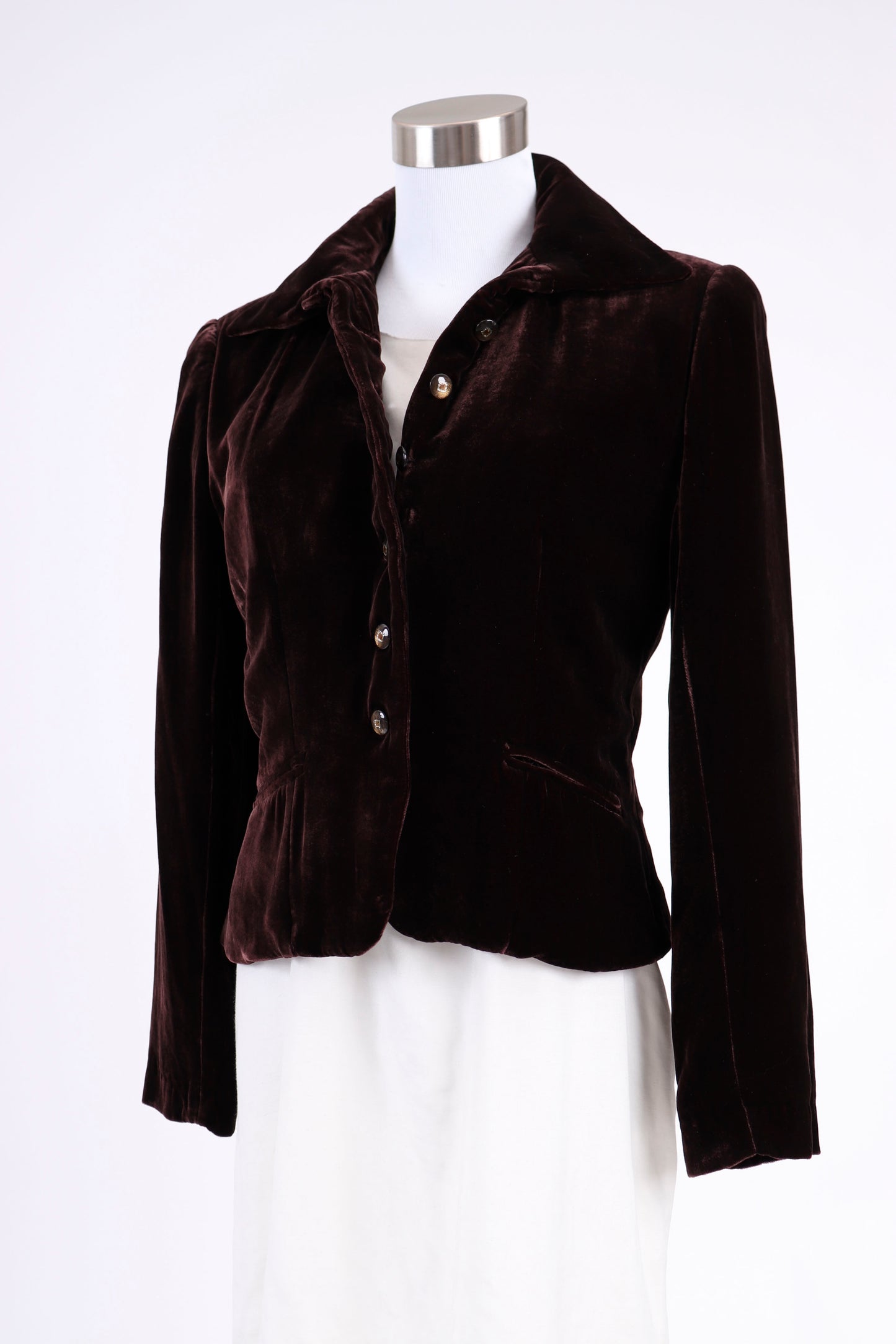 90's Zelda Cropped Chocolate Velvet Jacket S/M
