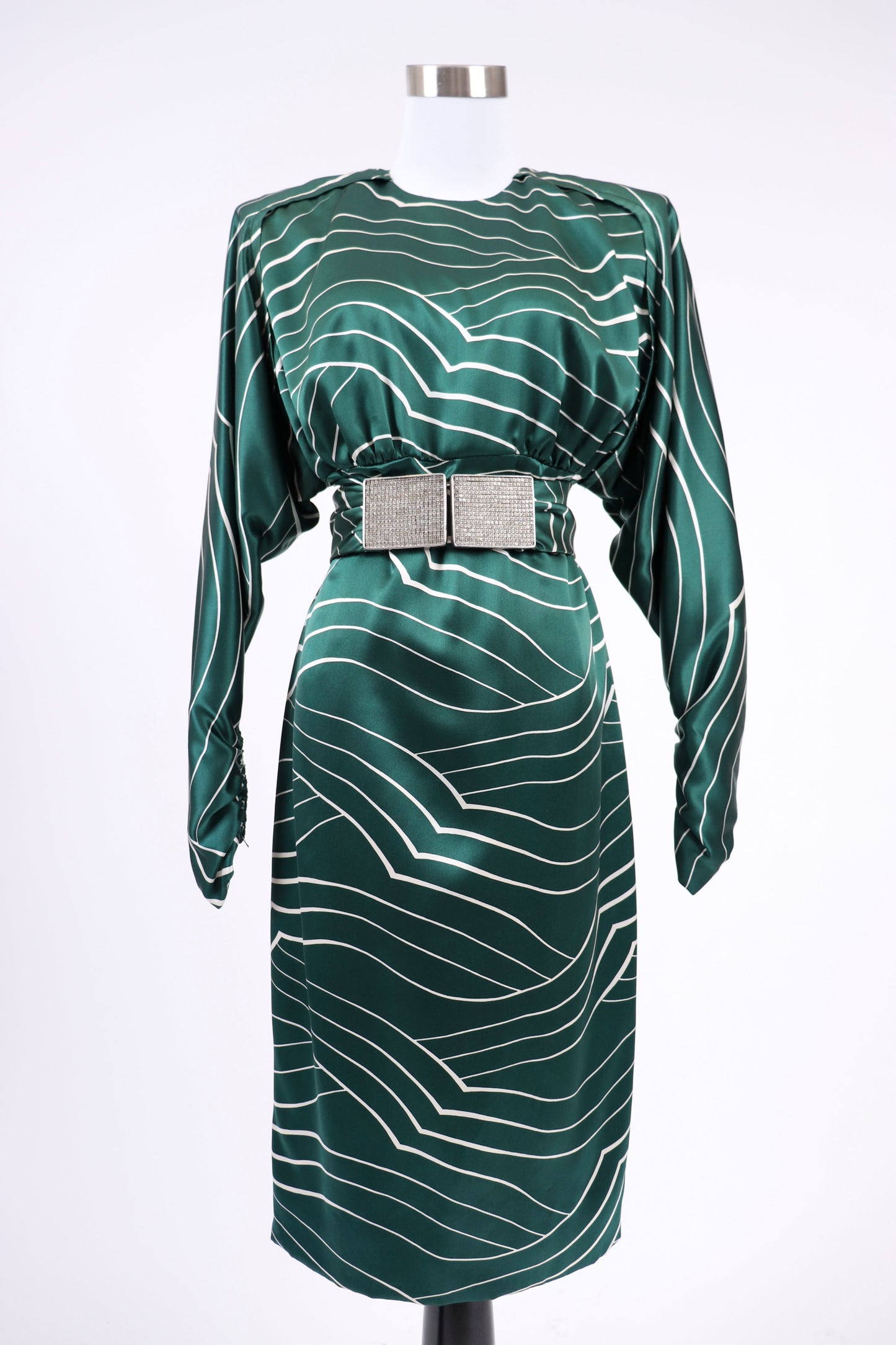 80's Galanos Emerald Evening Dress M/L