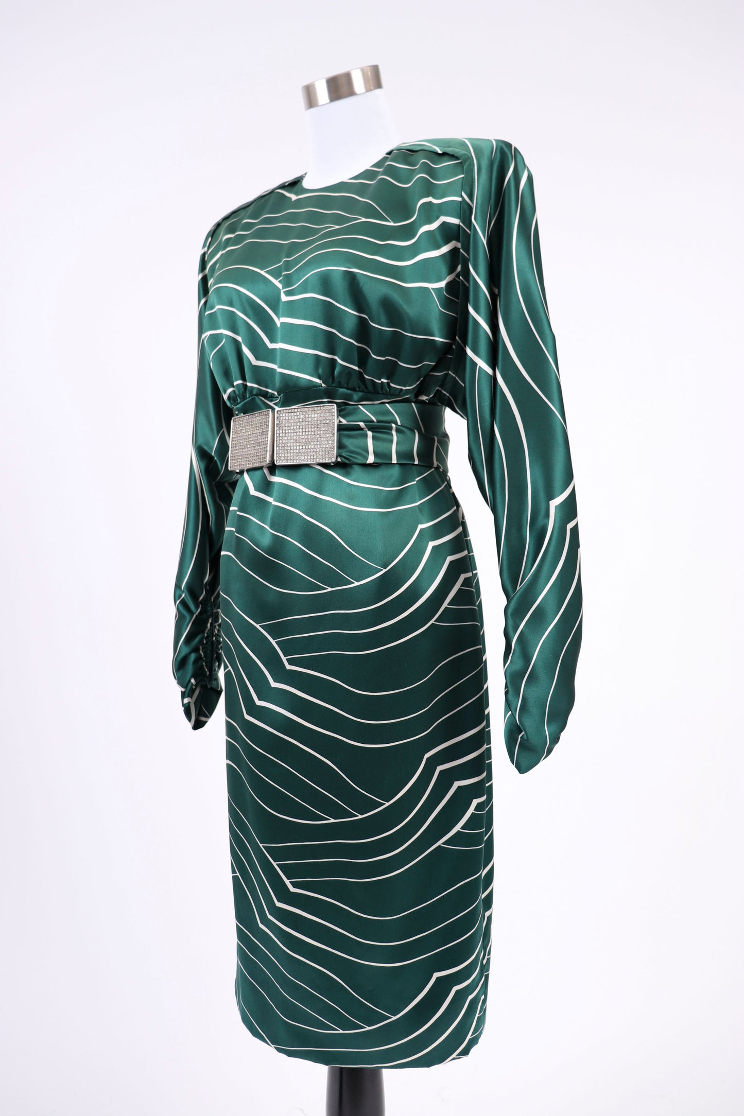 80's Galanos Emerald Evening Dress M/L