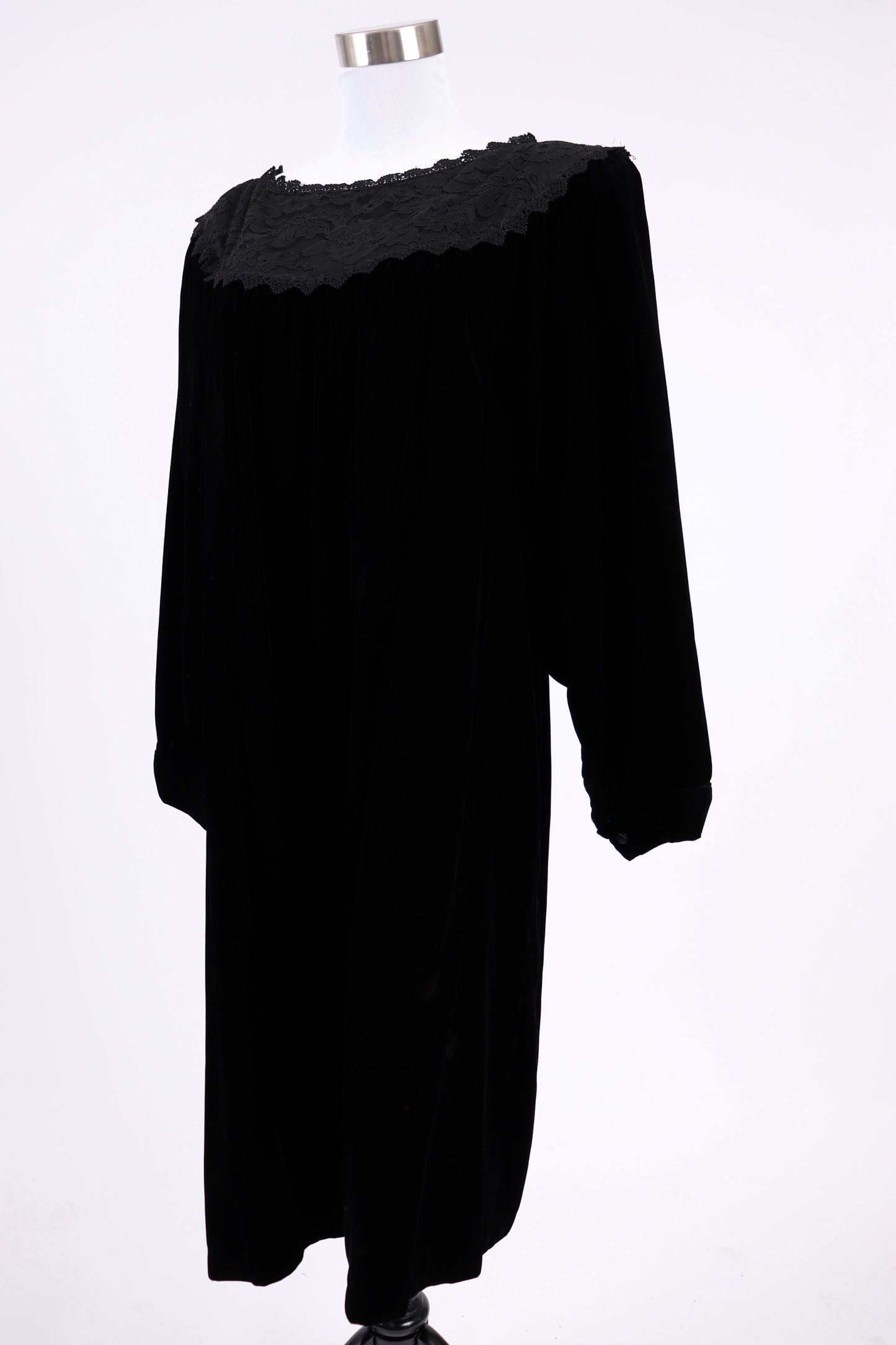 80's Black Velvet Jessica McClintock Dress L/XL