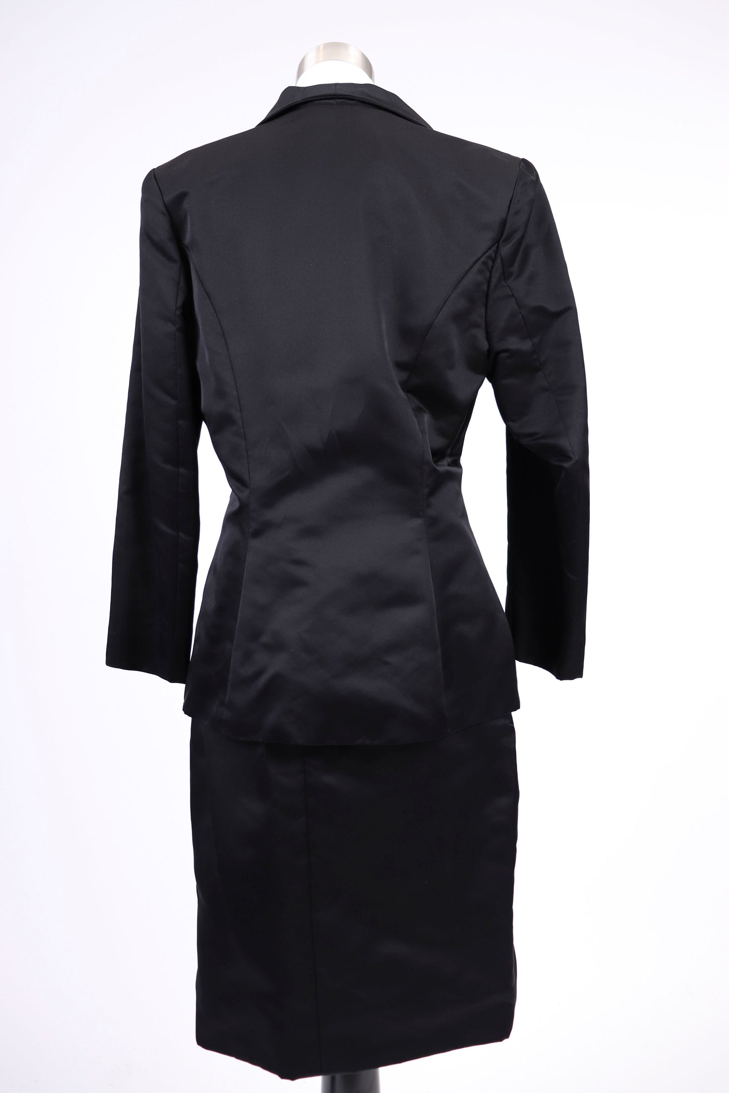 80's Bob Mackie Black Satin Skirt Suit M/L