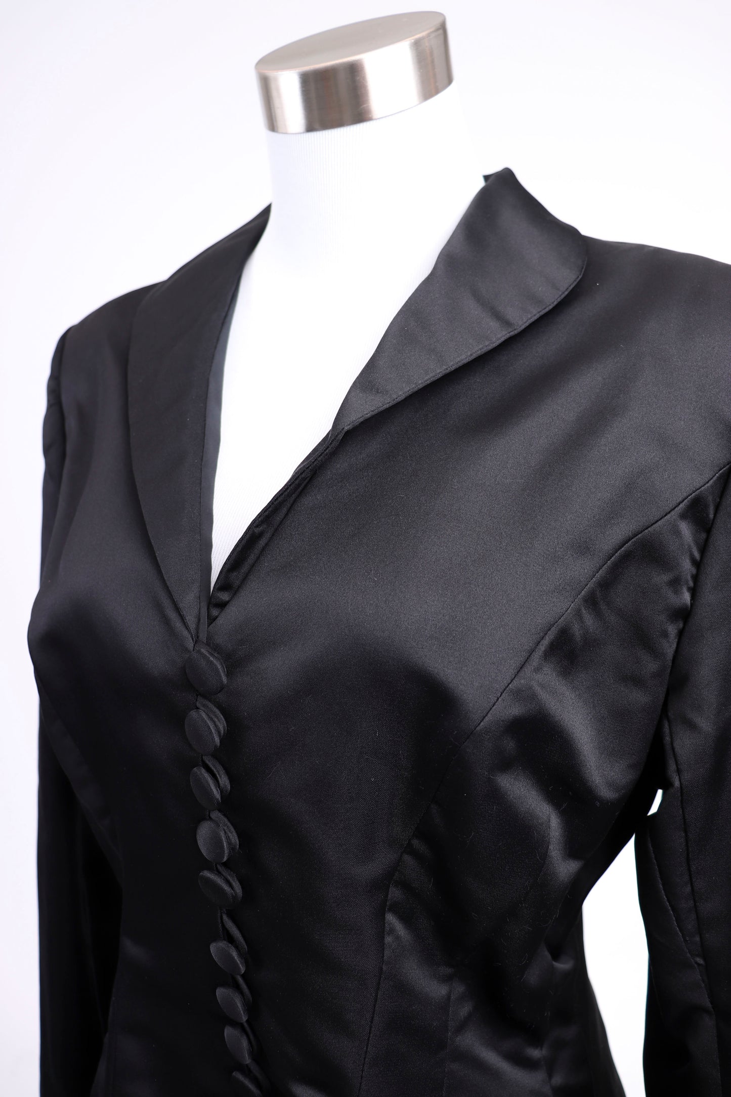 80's Bob Mackie Black Satin Skirt Suit M/L