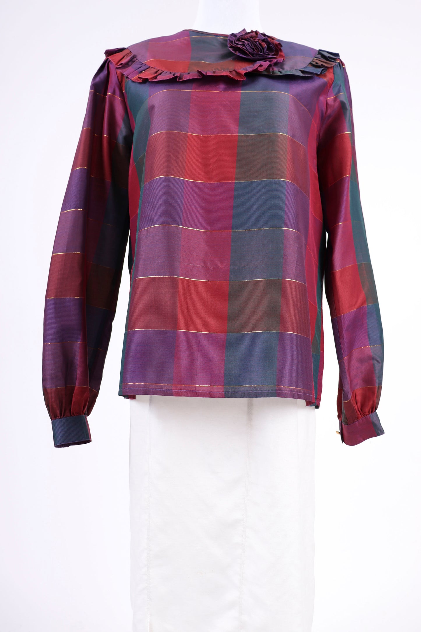 80's Valentino Plaid Blouse M/L