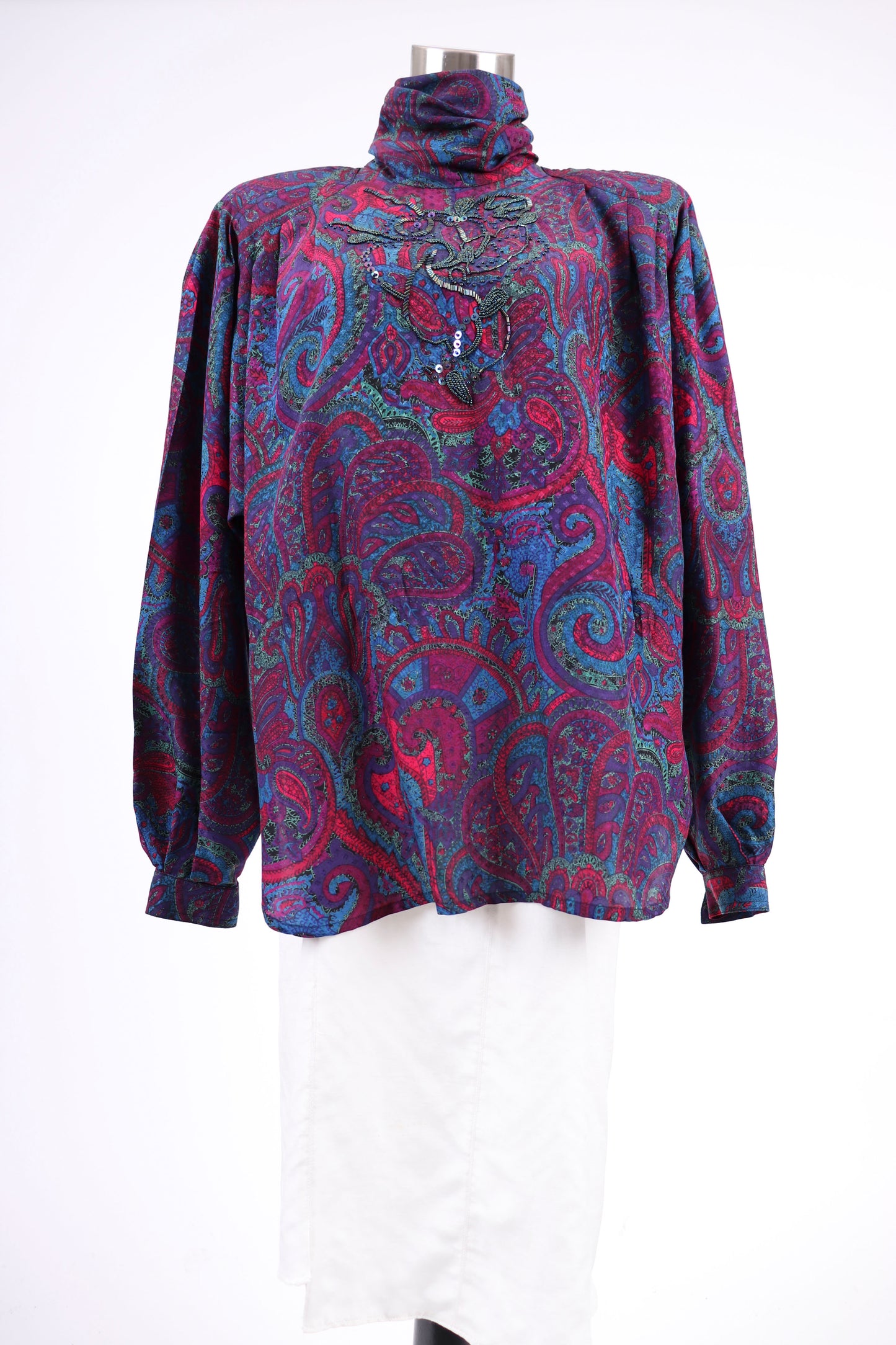 80's Paisley Parisian Silk Blouse L/XL