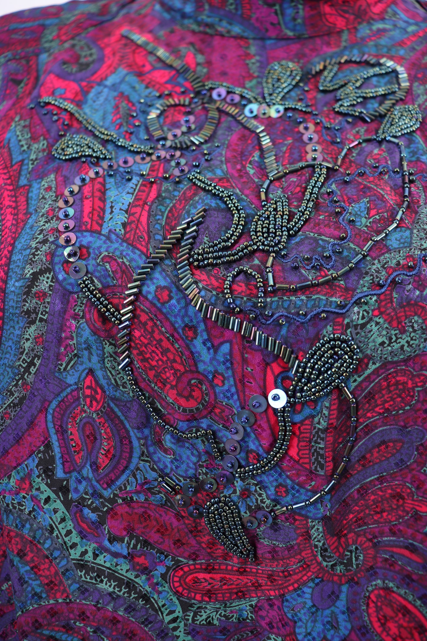 80's Paisley Parisian Silk Blouse L/XL