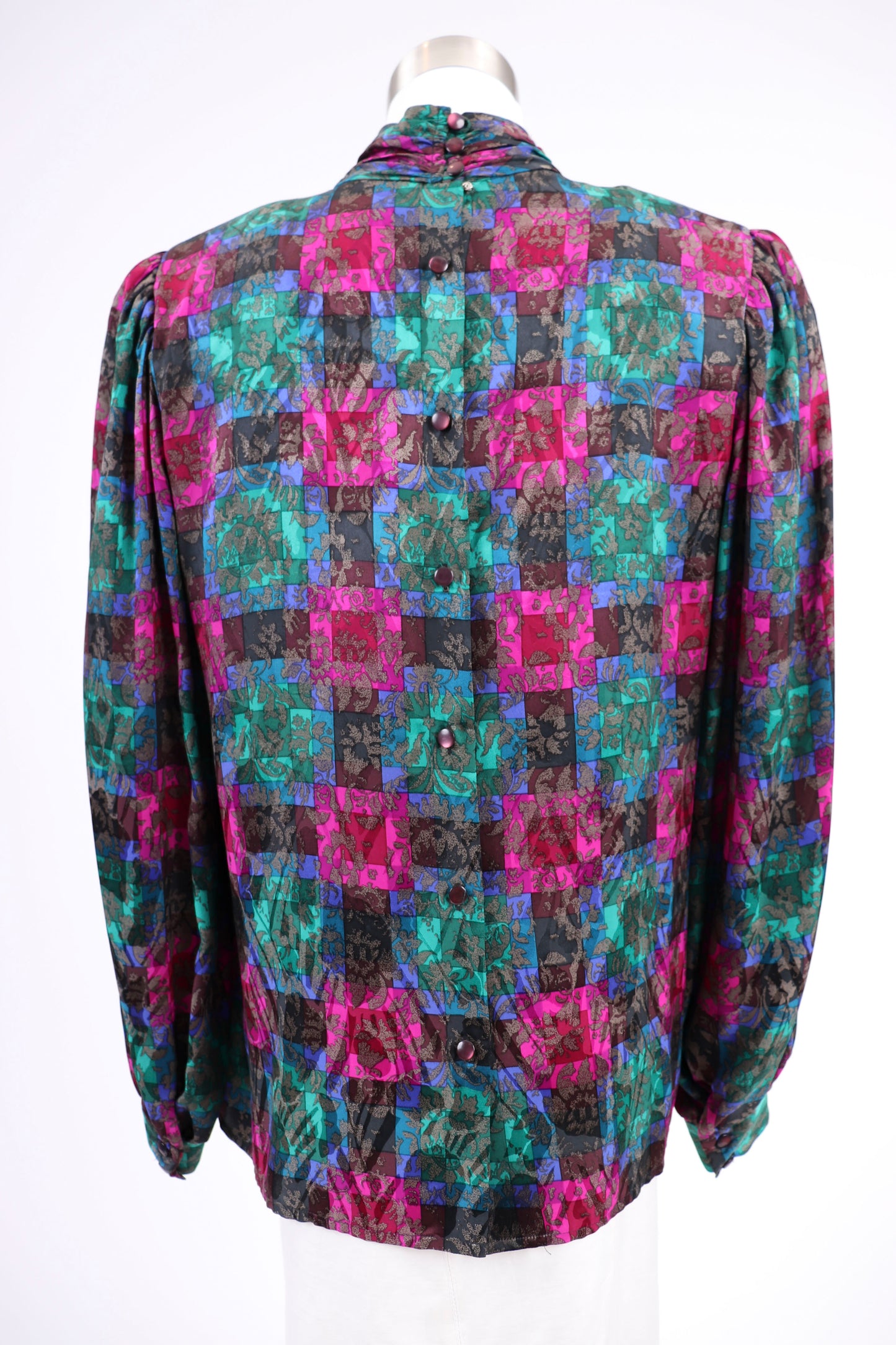 80's Silk Patterned Blouse L/XL