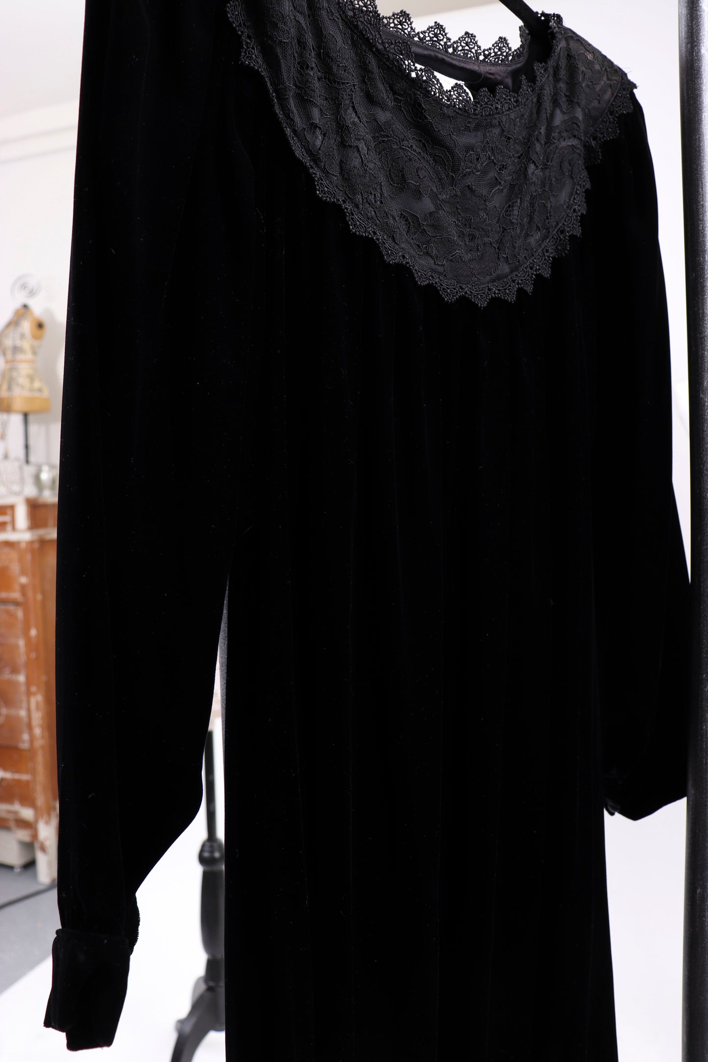 80's Black Velvet Jessica McClintock Dress L/XL
