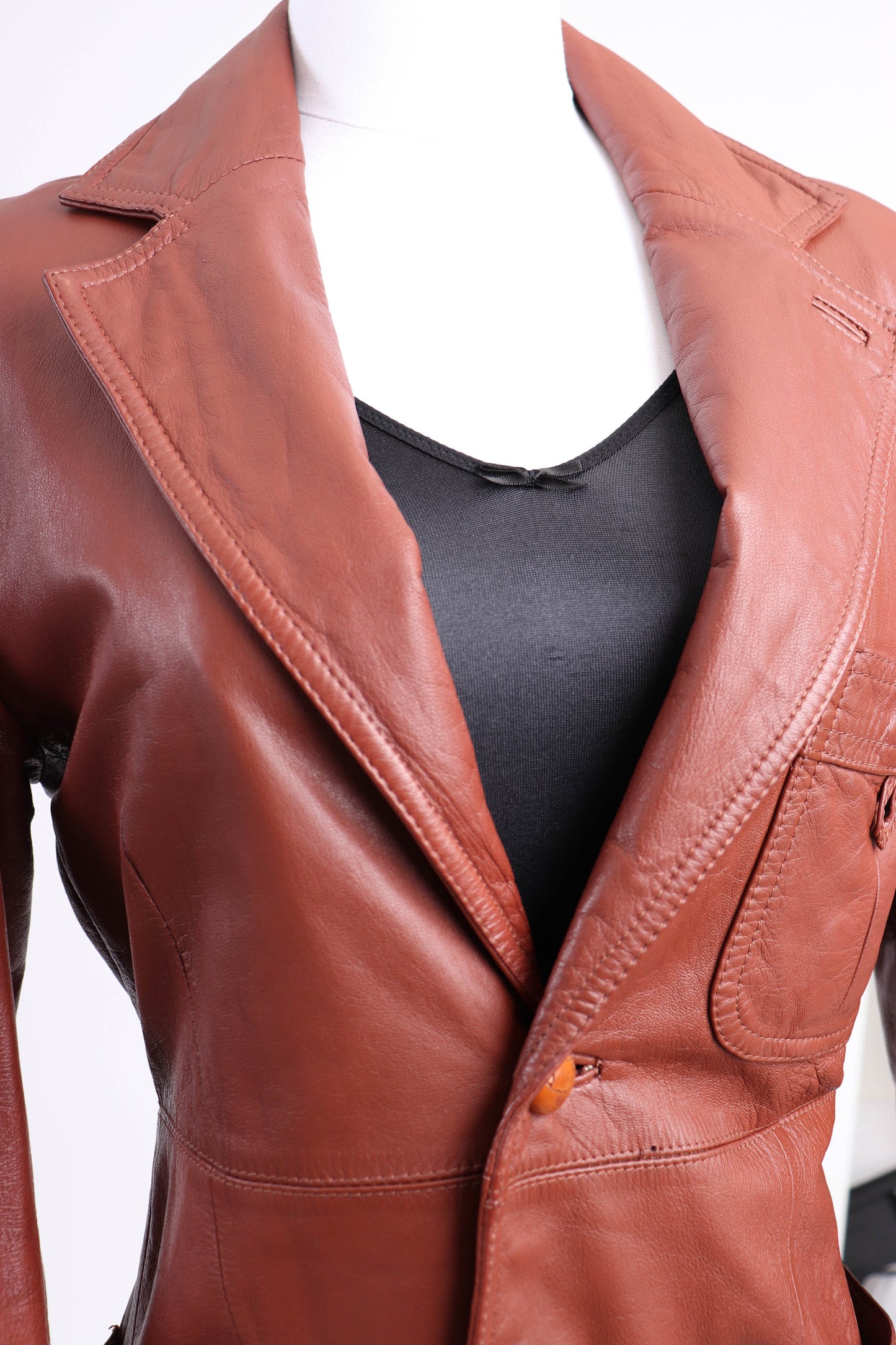 80's Brown Leather Jacket M