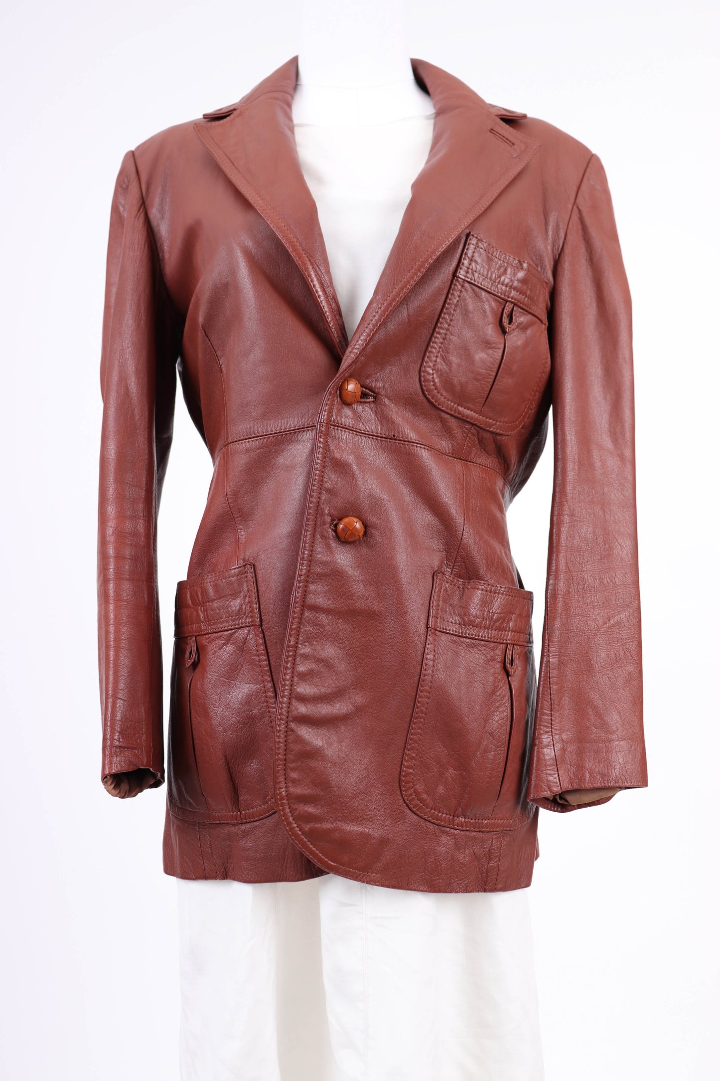 80's Brown Leather Jacket M