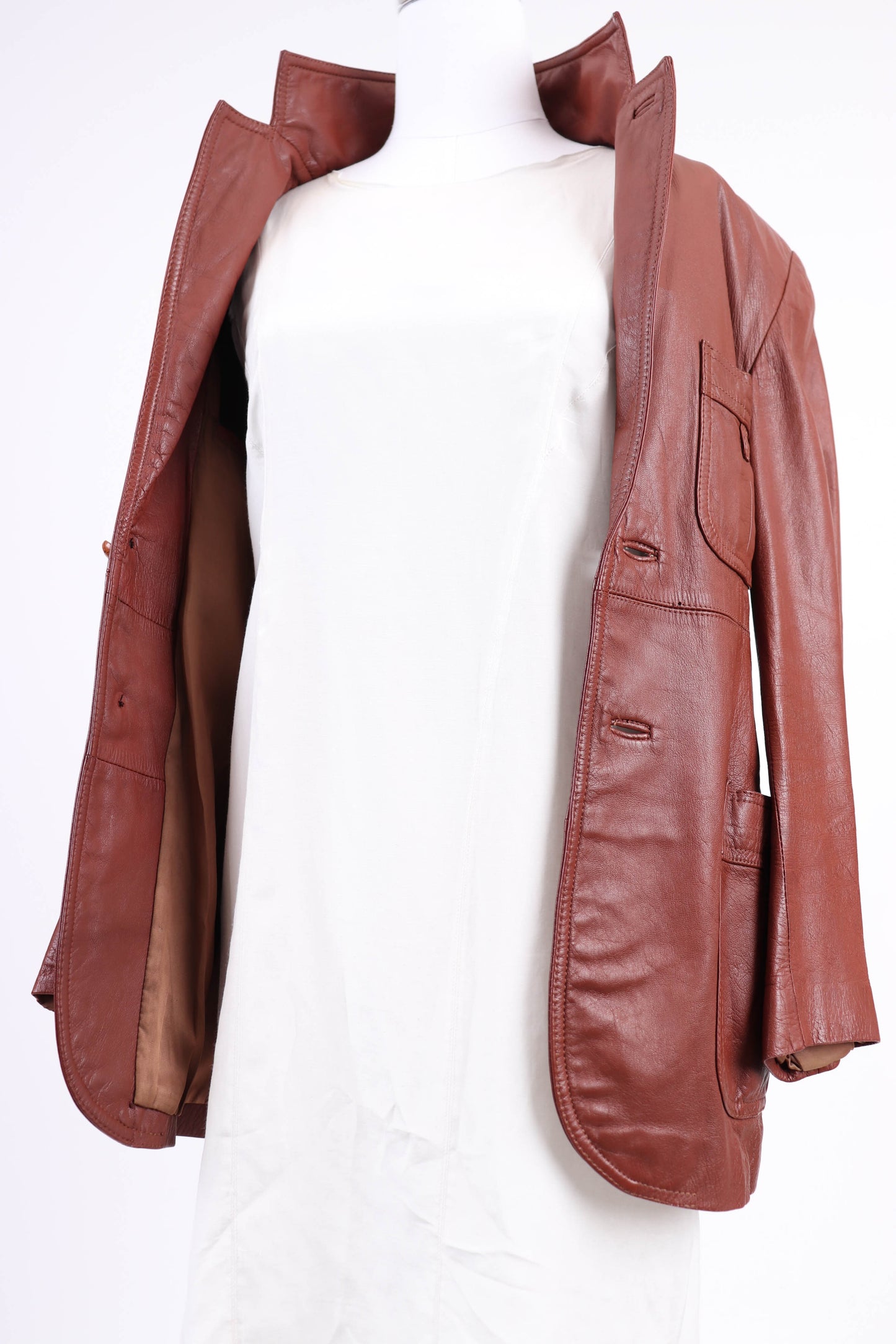 80's Brown Leather Jacket M