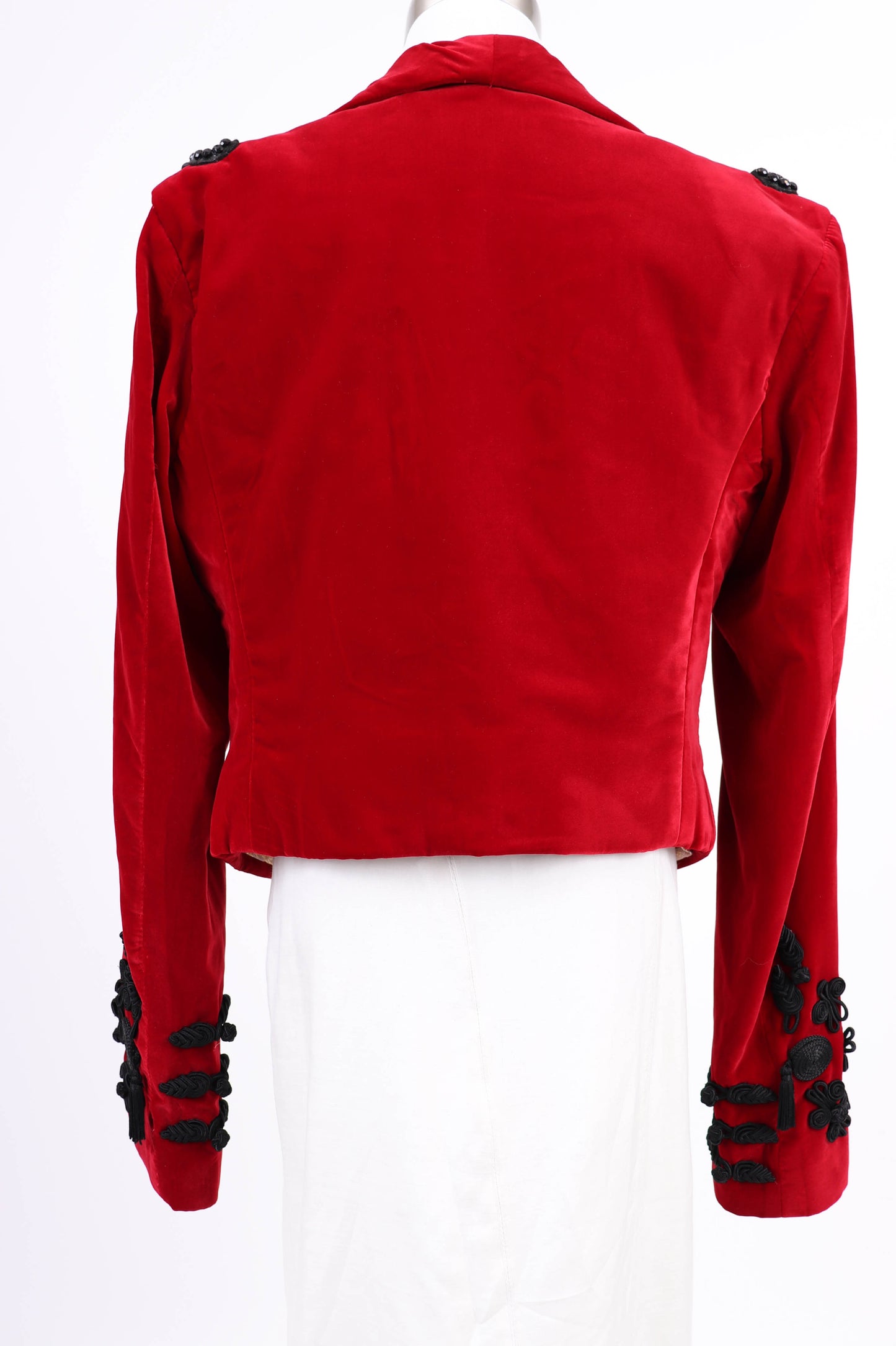 80's Custom Red Velvet Bolero Jacket M/L/XL