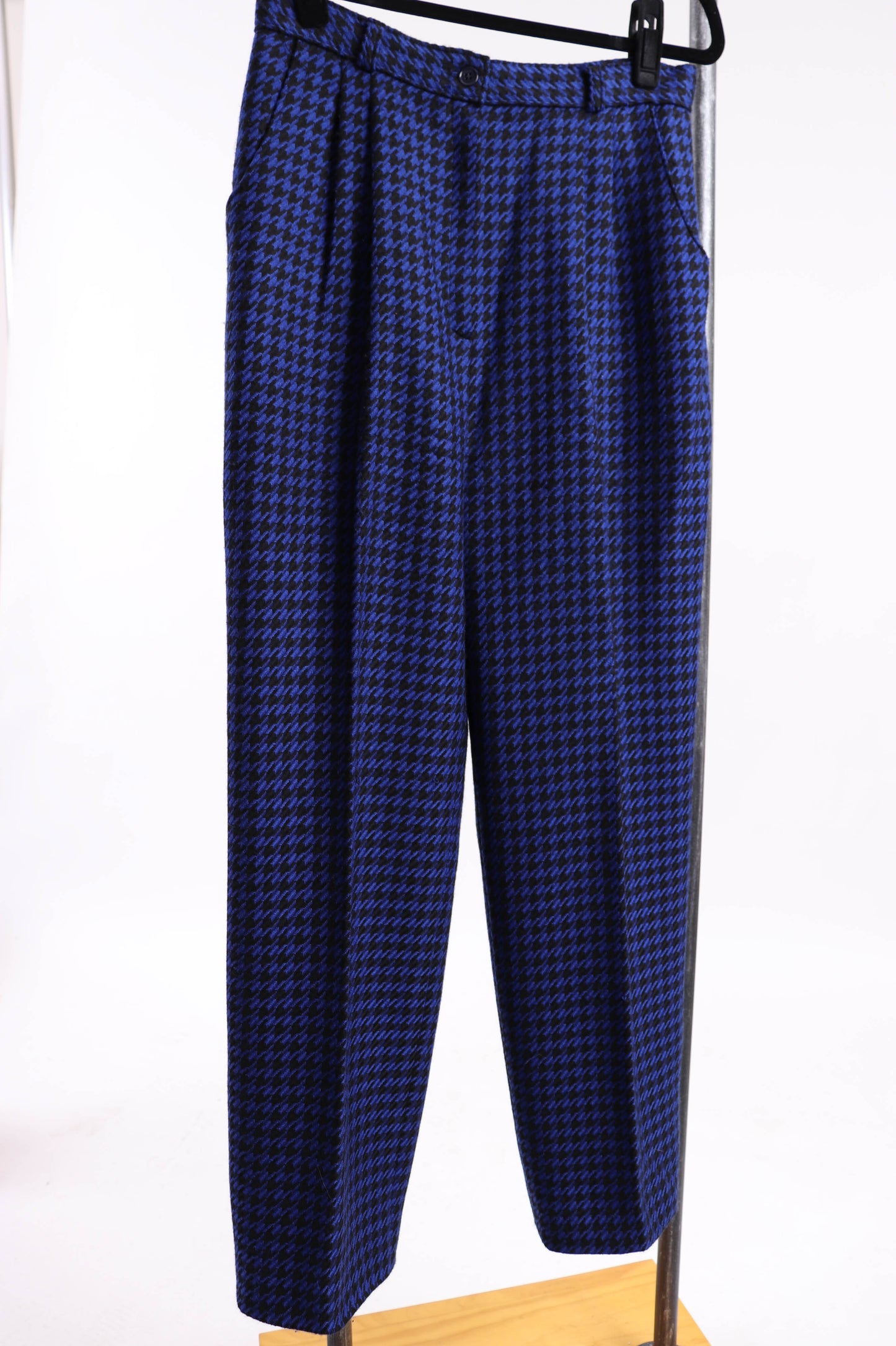 80's Houndstooth Wool Trousers S/M
