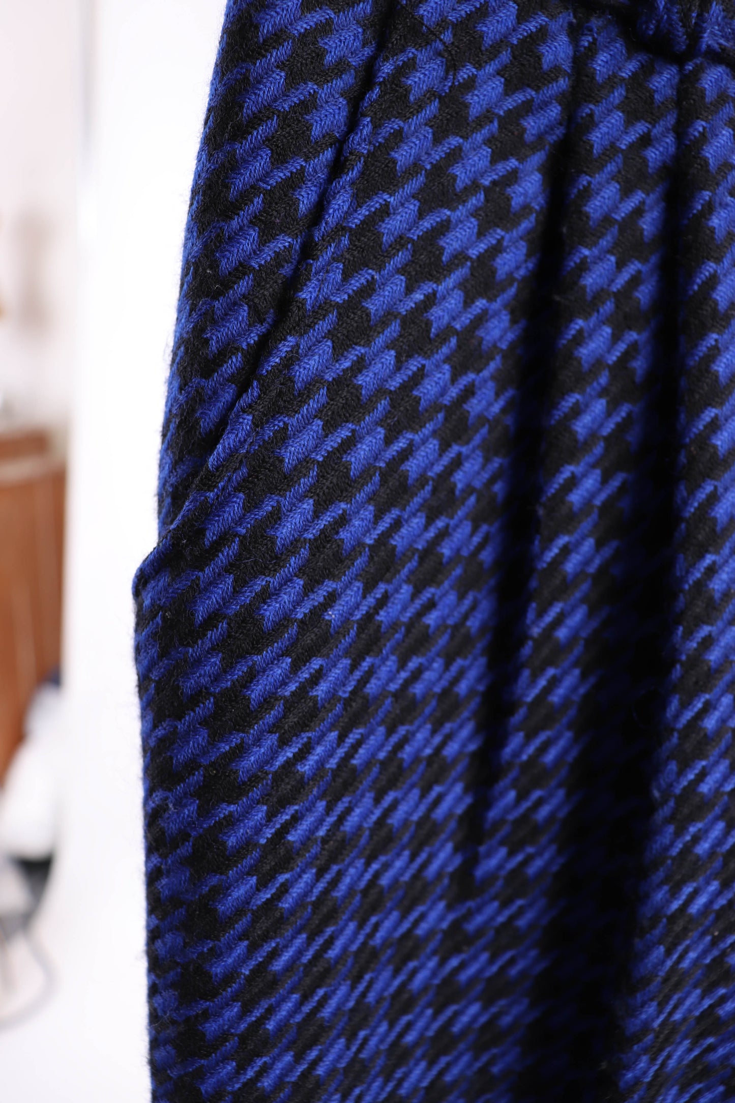 80's Houndstooth Wool Trousers S/M