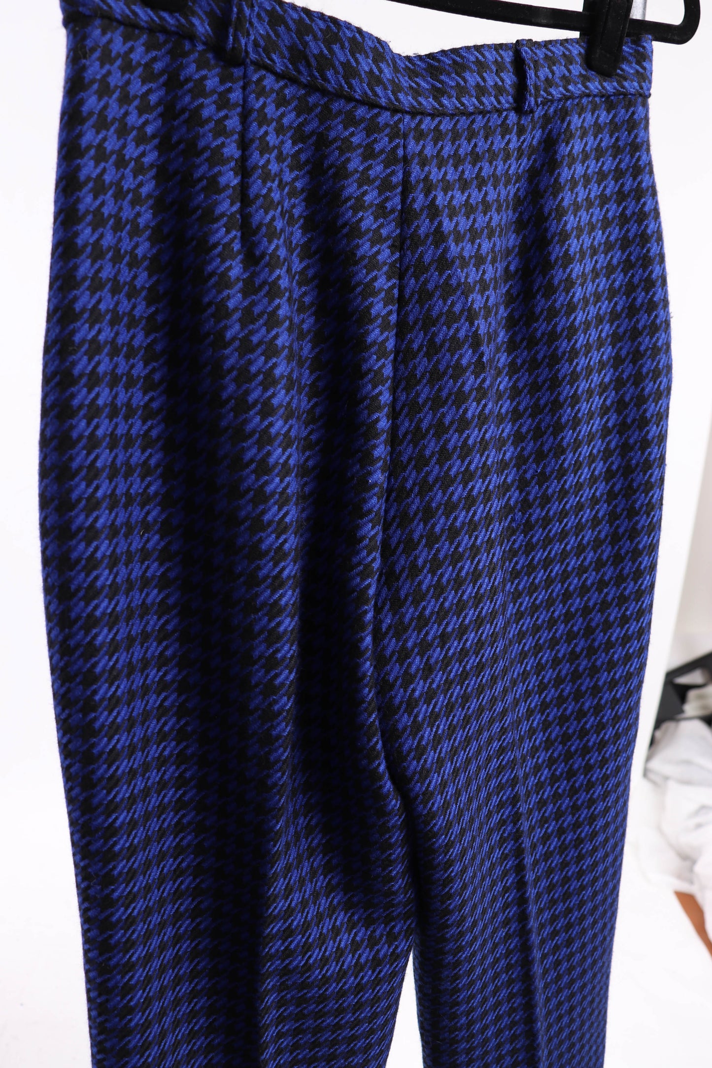 80's Houndstooth Wool Trousers S/M