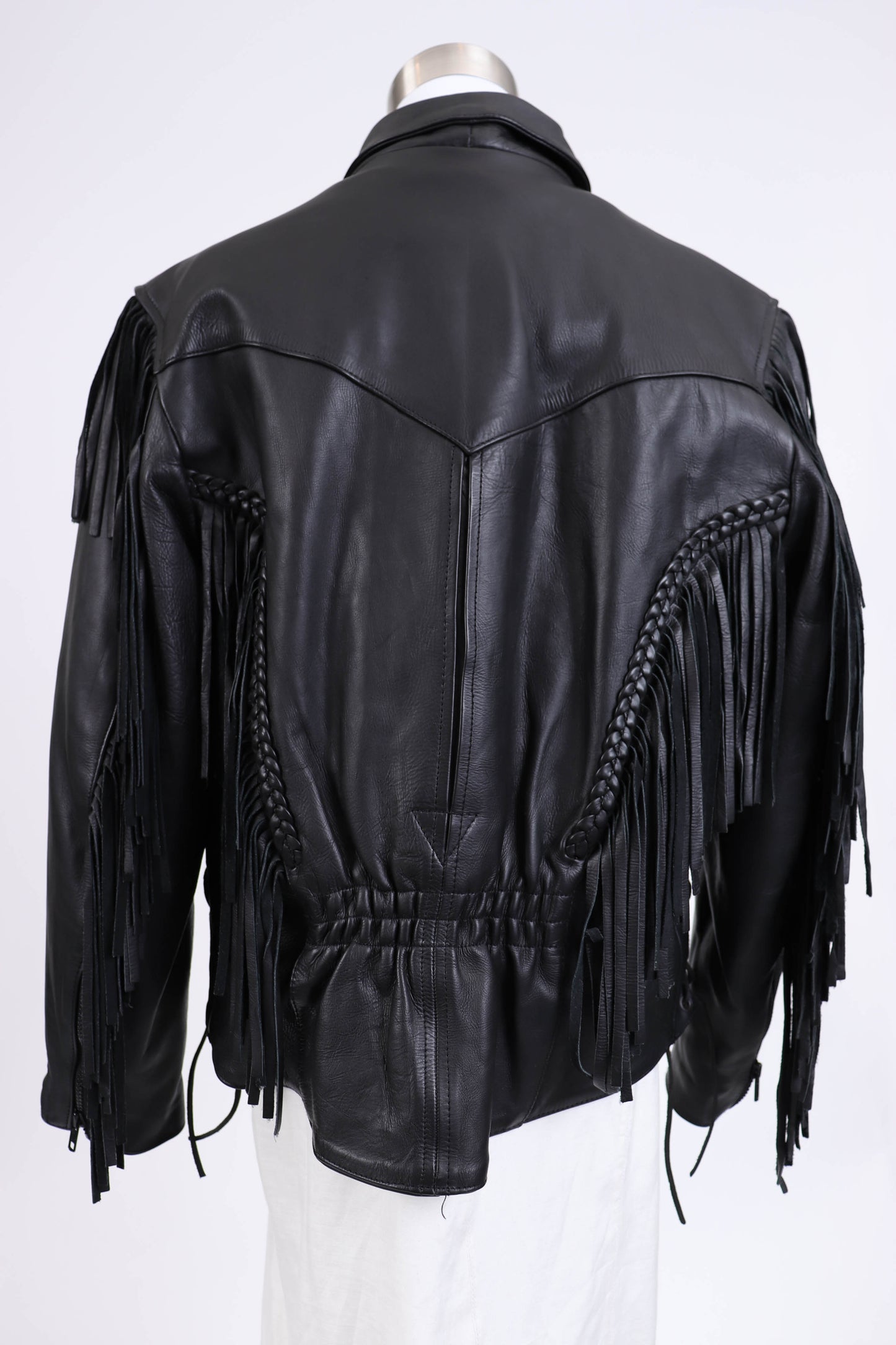 90's Black Leather Biker Jacket L