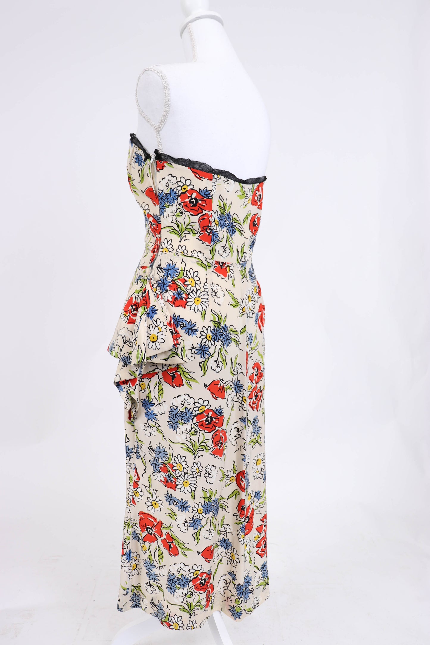 60's Floral Silk Bolero Dress S/M