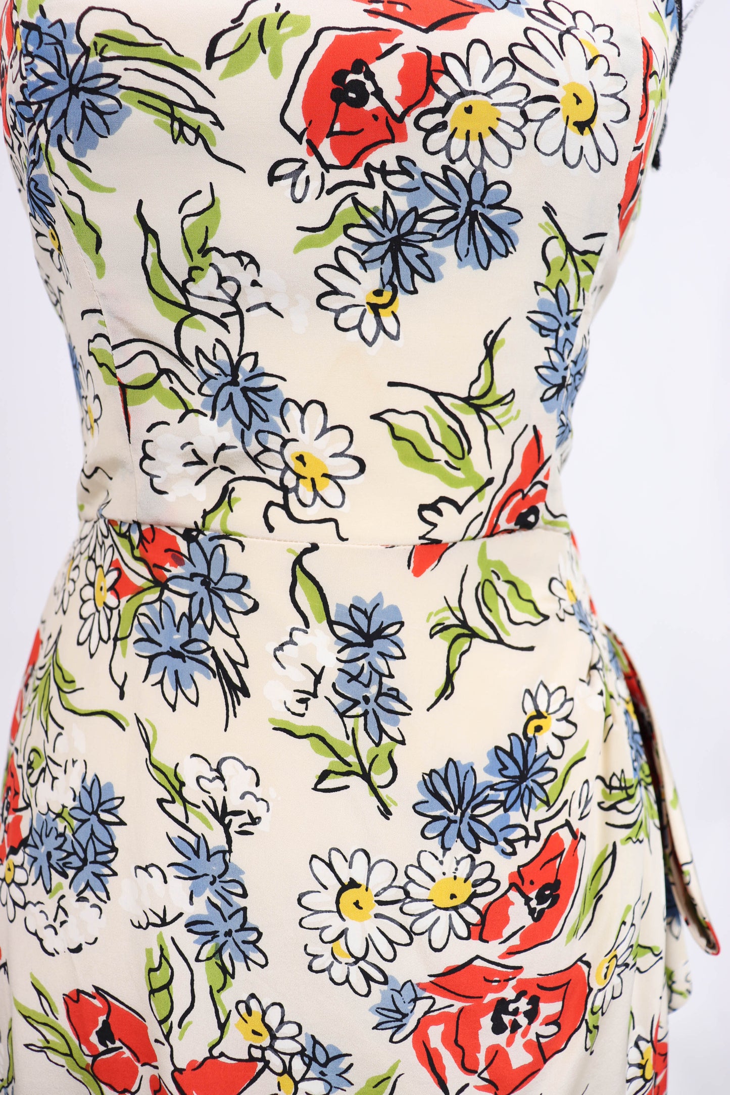 60's Floral Silk Bolero Dress S/M