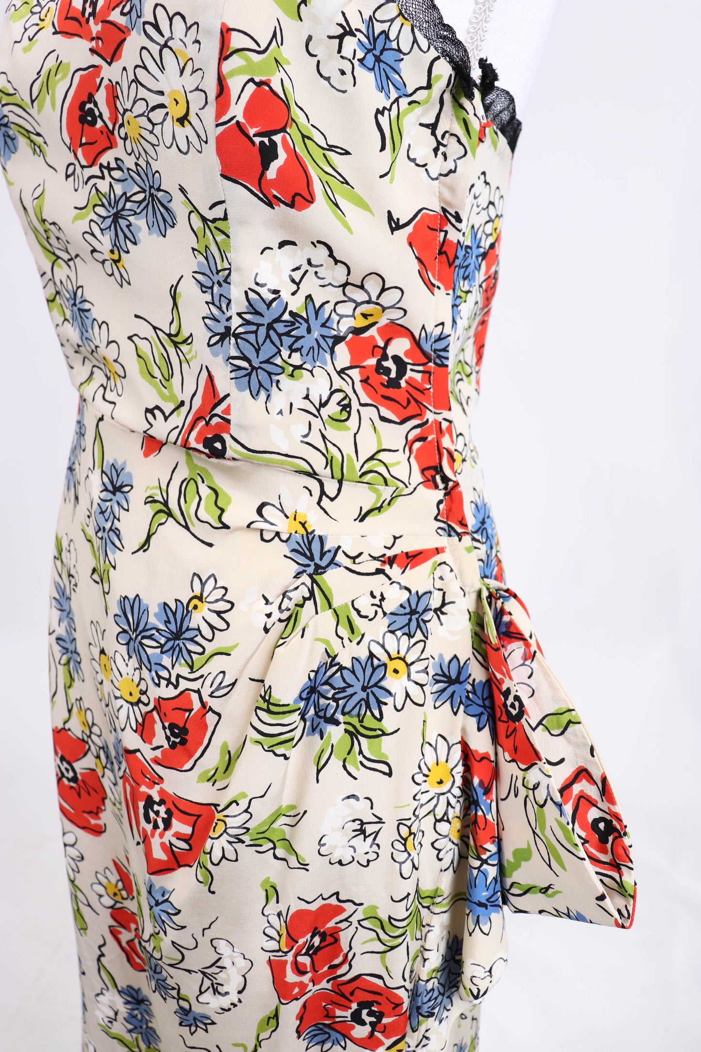 60's Floral Silk Bolero Dress S/M