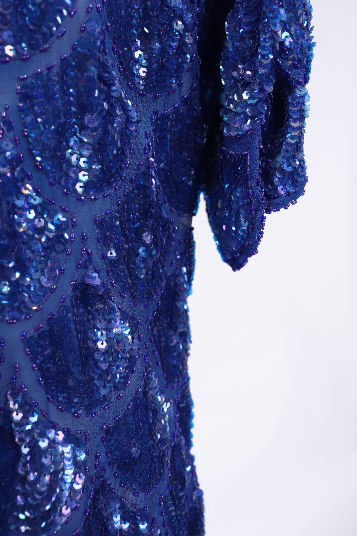 80's Blue Sequined Dress S