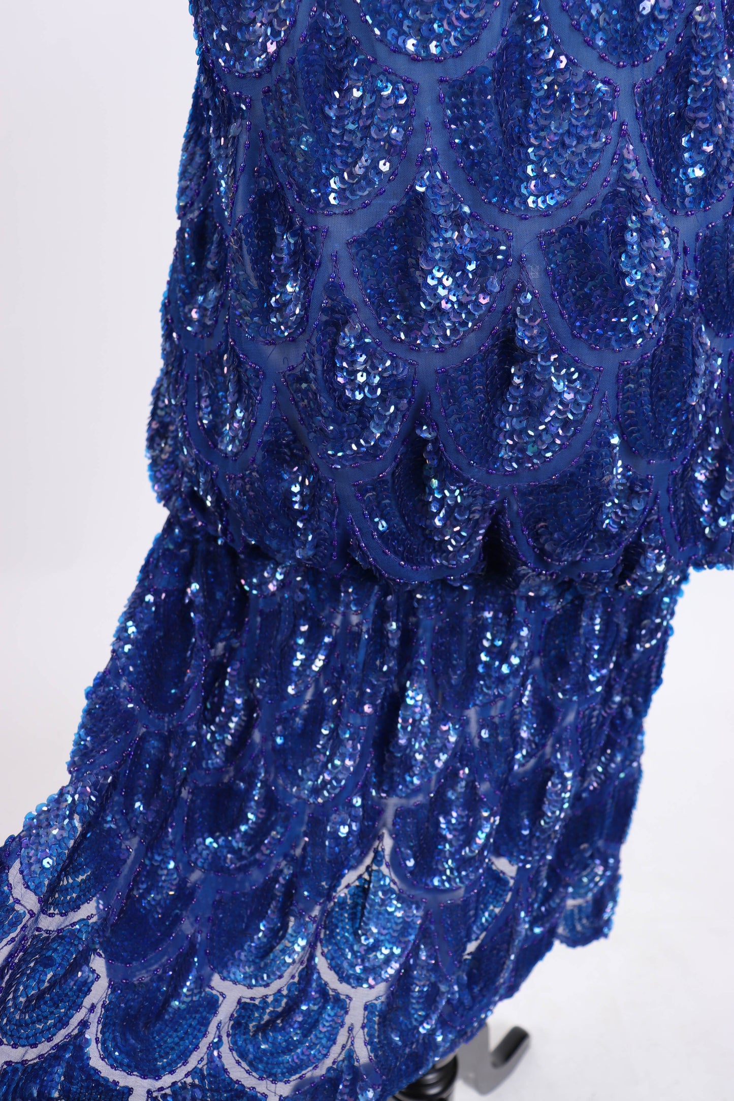 80's Blue Sequined Dress S