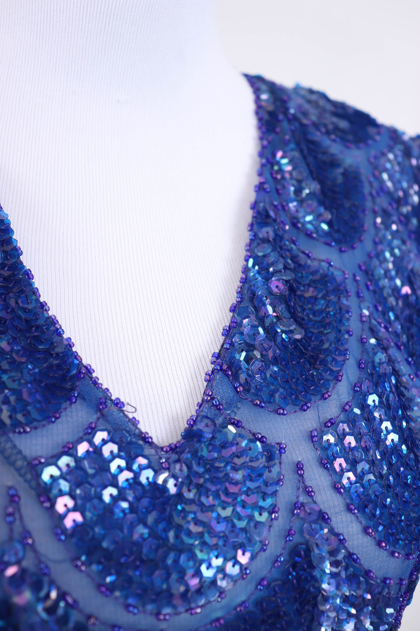 80's Blue Sequined Dress S