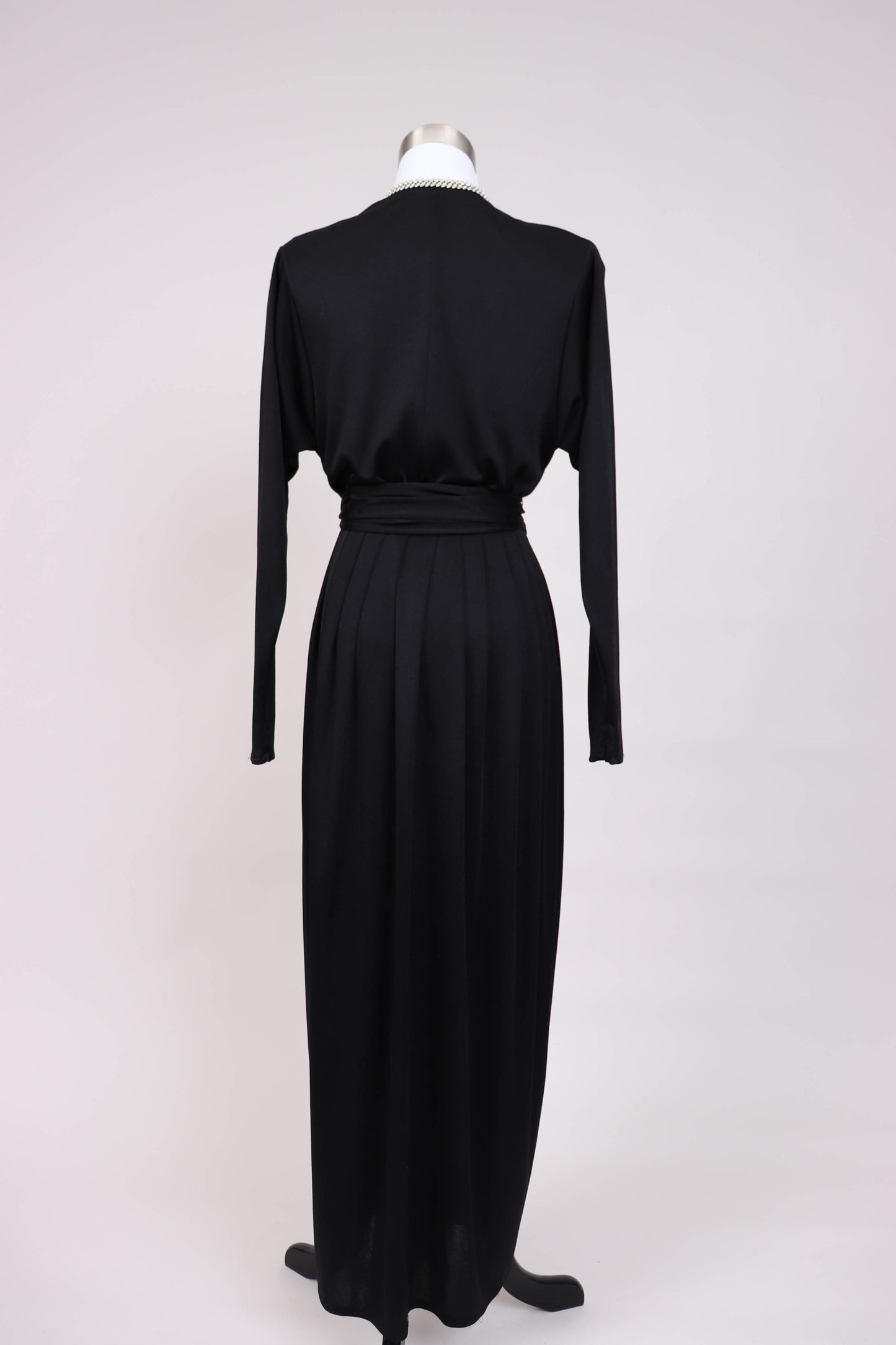 70's Black Wrap Dress XS