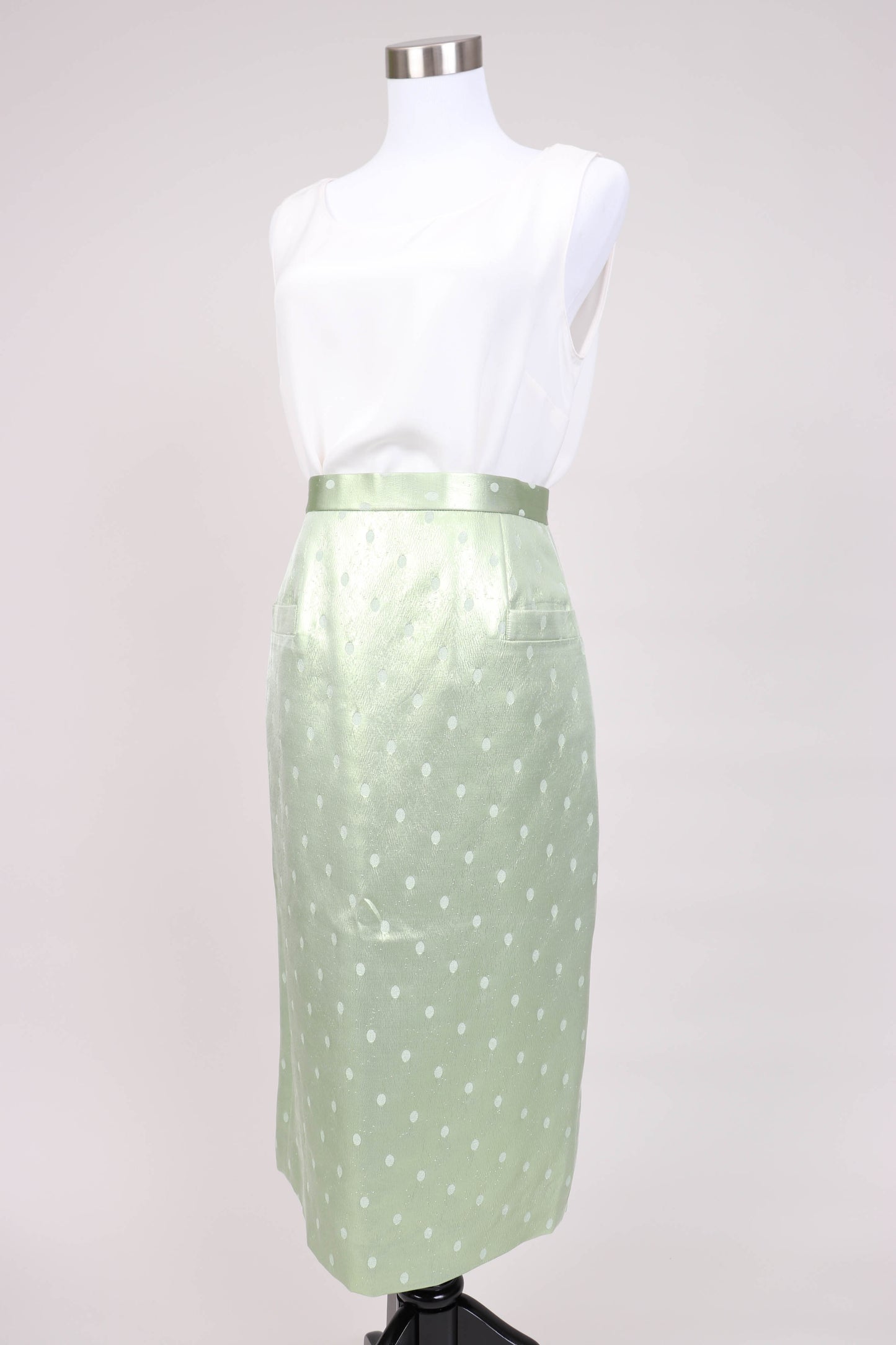 90's Green Silk Skirt S