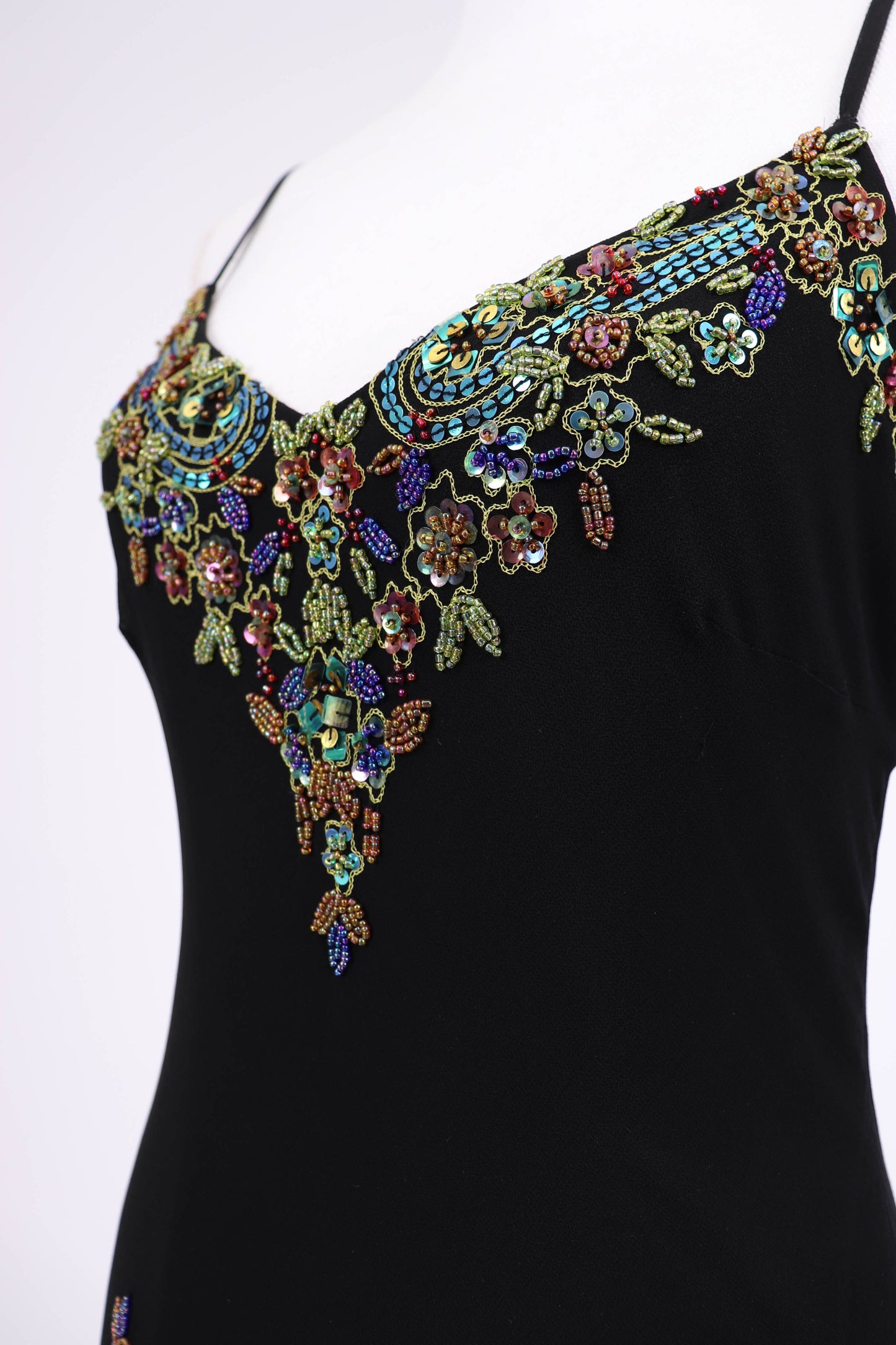 00's Beaded Boho Slip Dress M