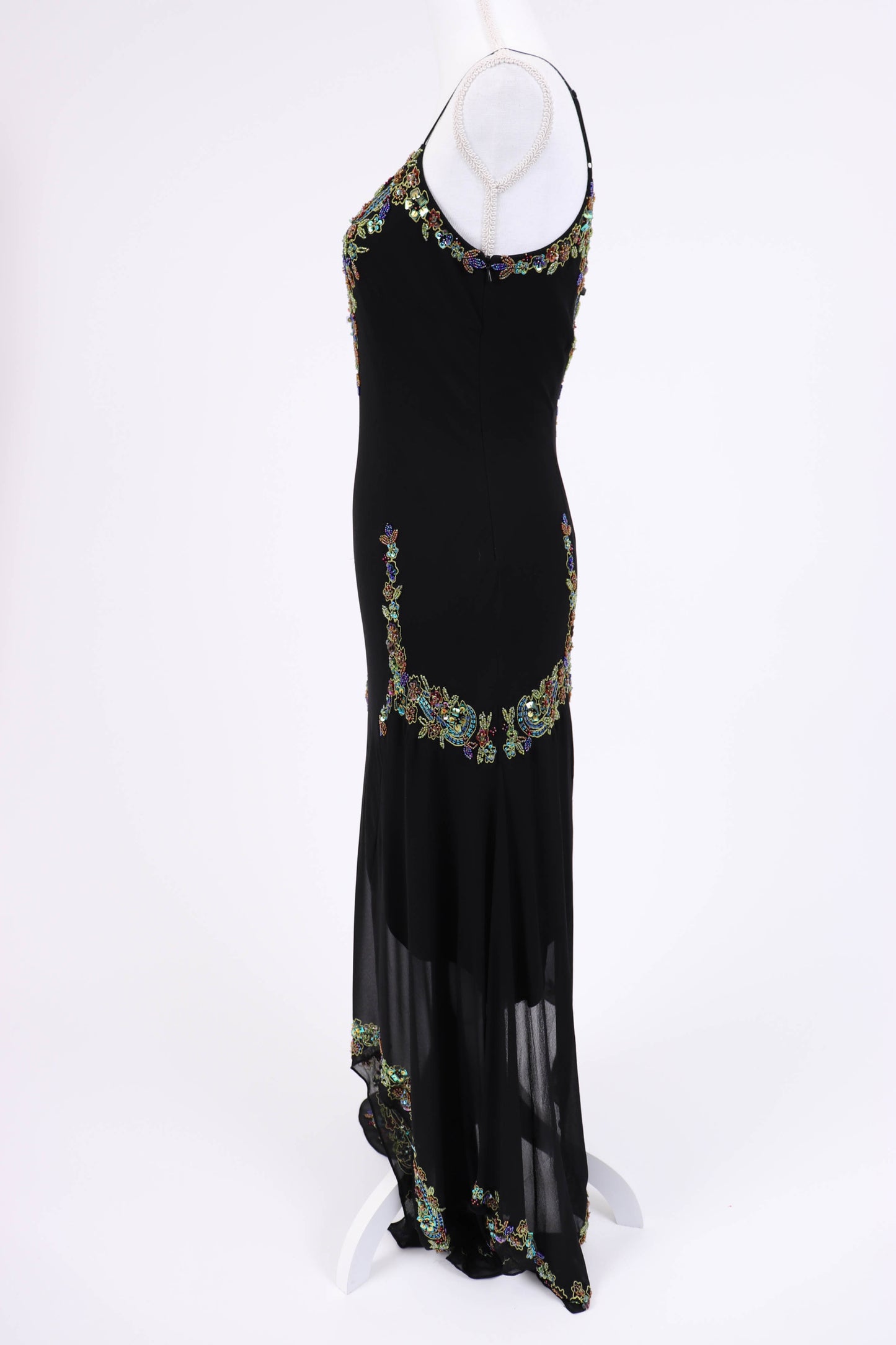 00's Beaded Boho Slip Dress M