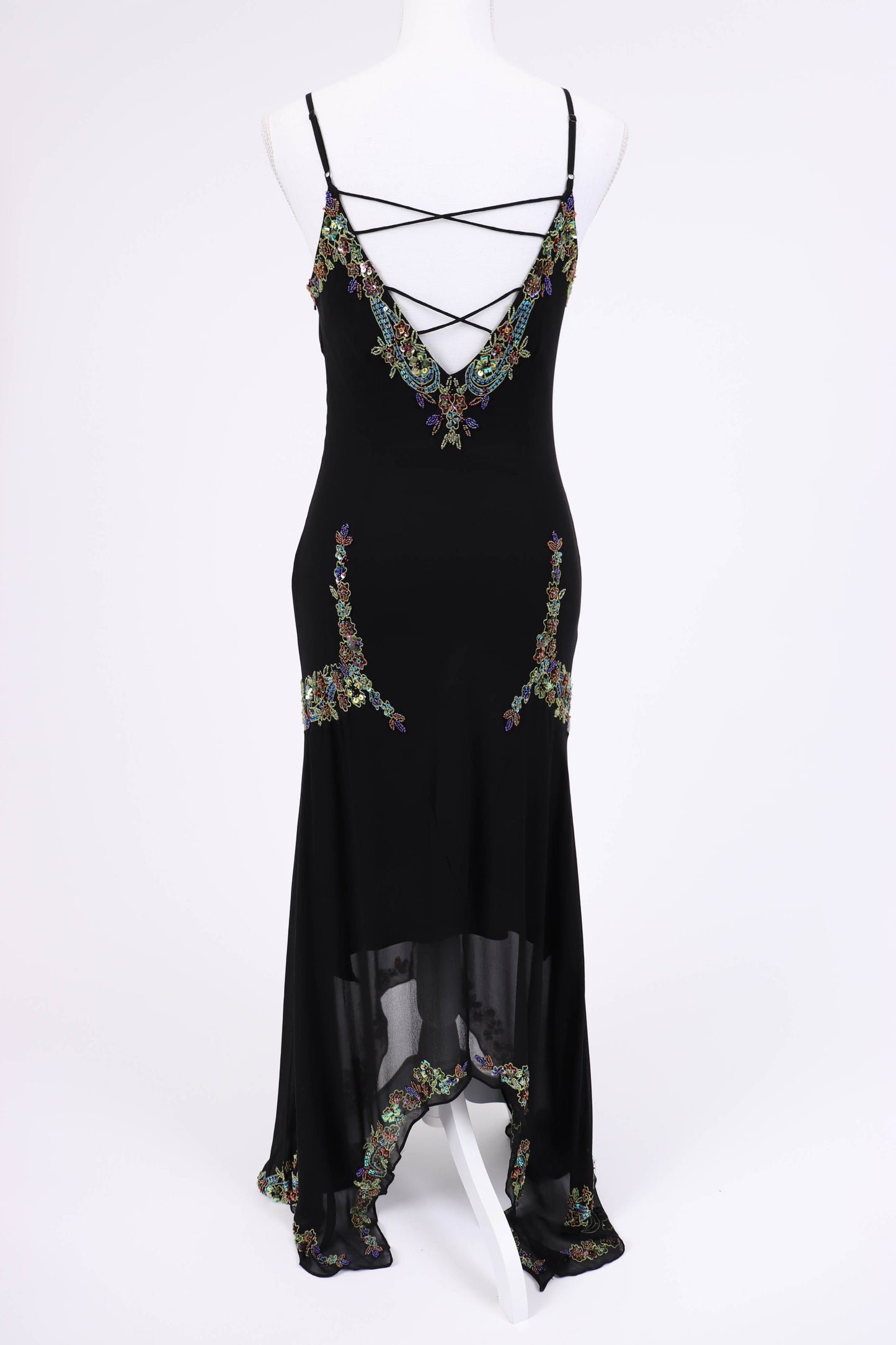 00's Beaded Boho Slip Dress M