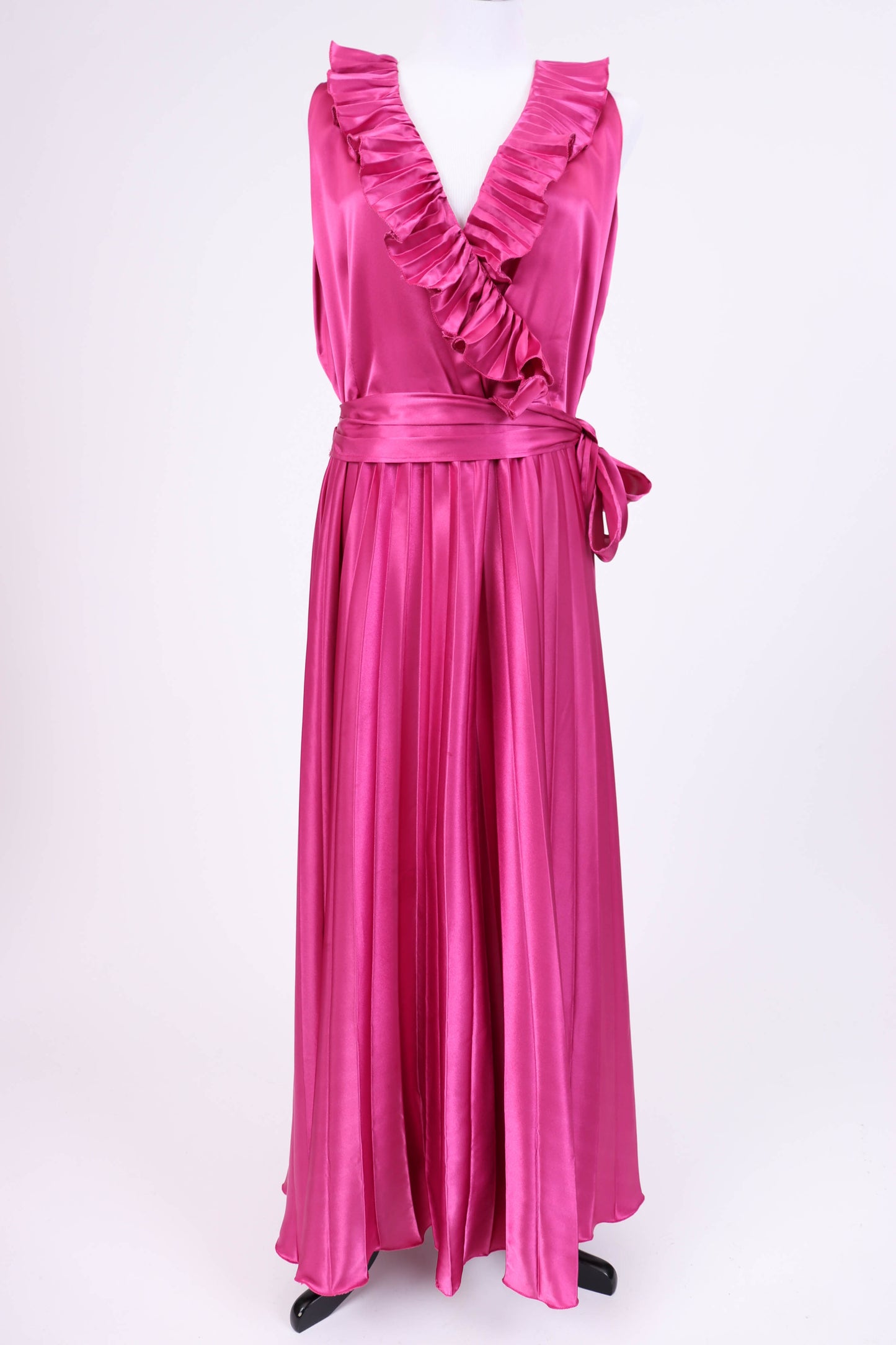 70's Fuchsia Satin Dress L/XL