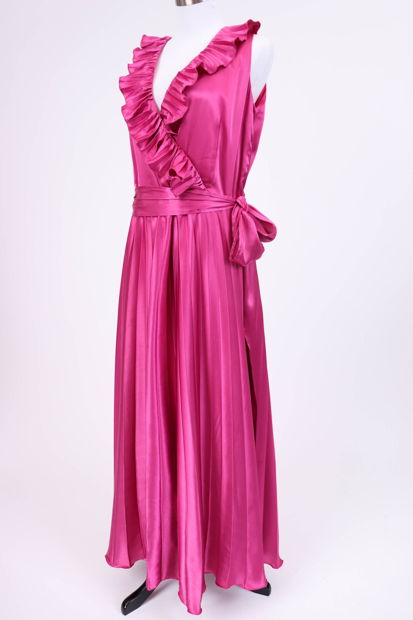 70's Fuchsia Satin Dress L/XL