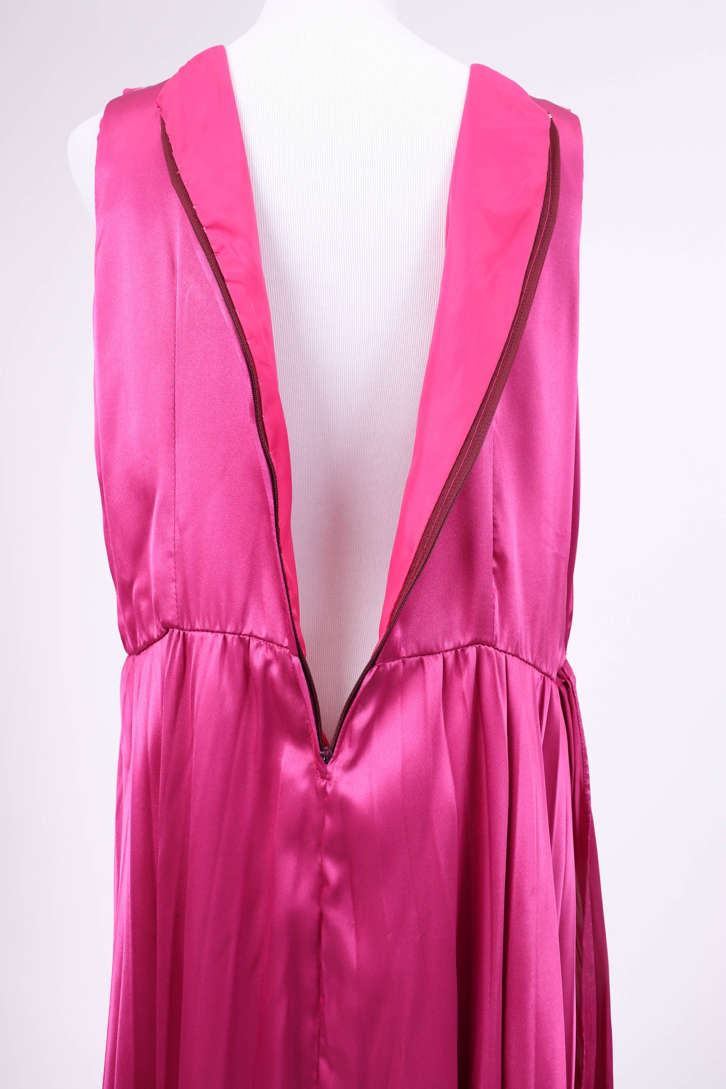 70's Fuchsia Satin Dress L/XL