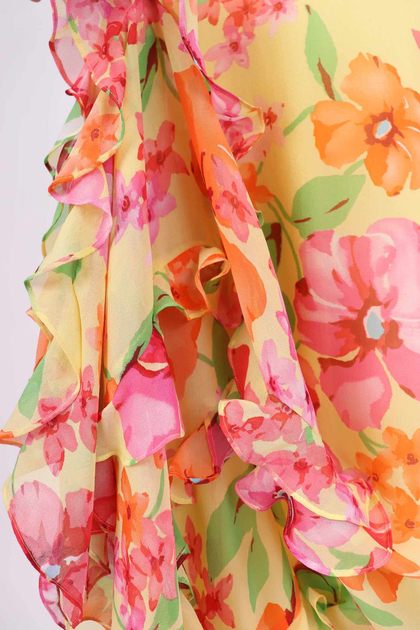 90's Silk Floral Dress M