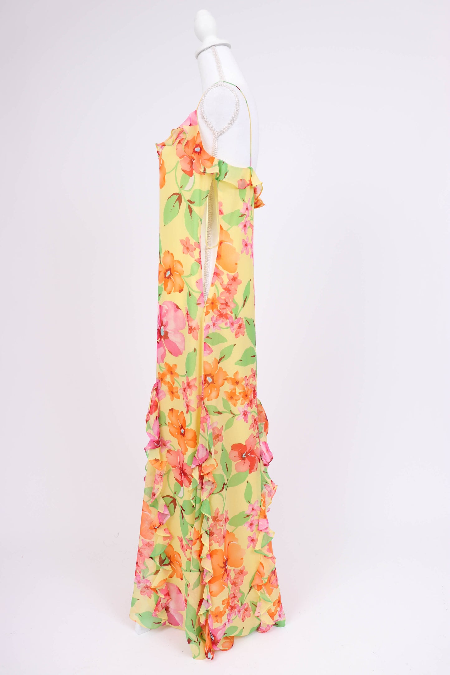 90's Silk Floral Dress M