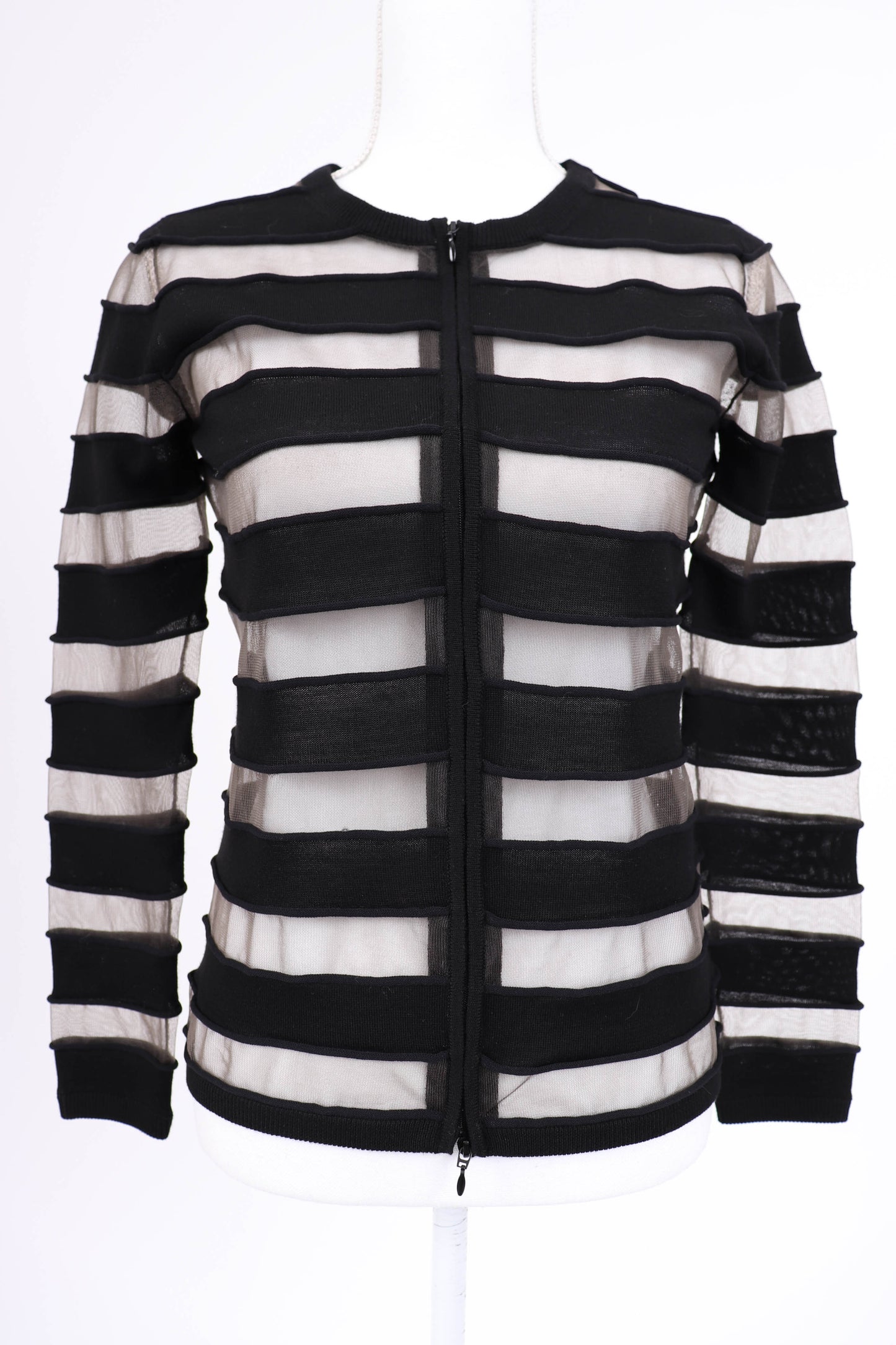 00's Black and Sheer Striped Cardigan XS/S