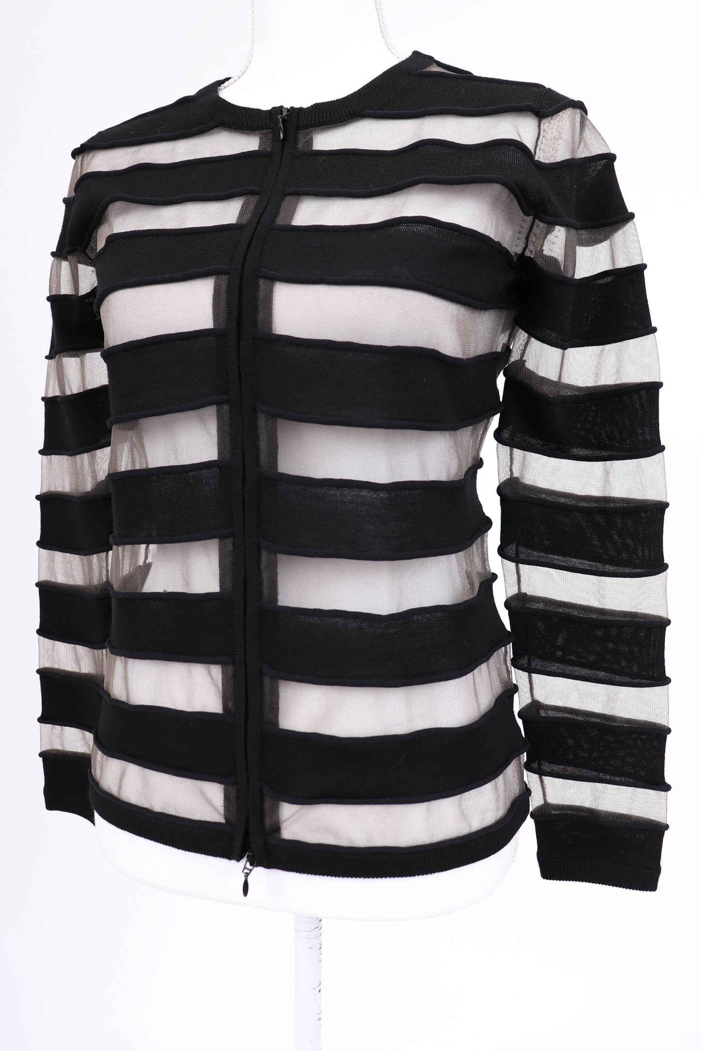 00's Black and Sheer Striped Cardigan XS/S