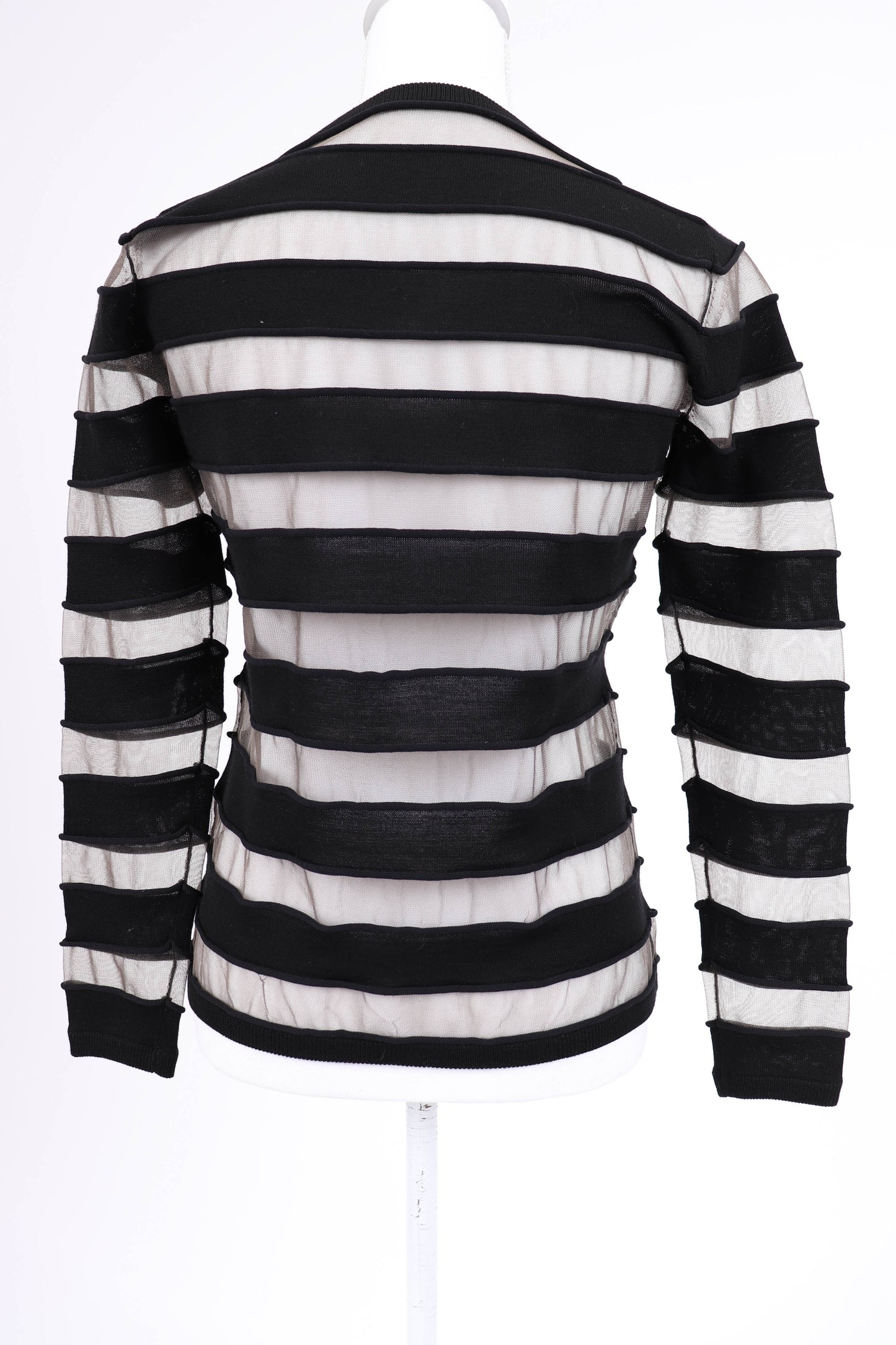 00's Black and Sheer Striped Cardigan XS/S
