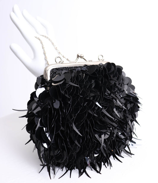 90's Black Sequined Mini-Bag