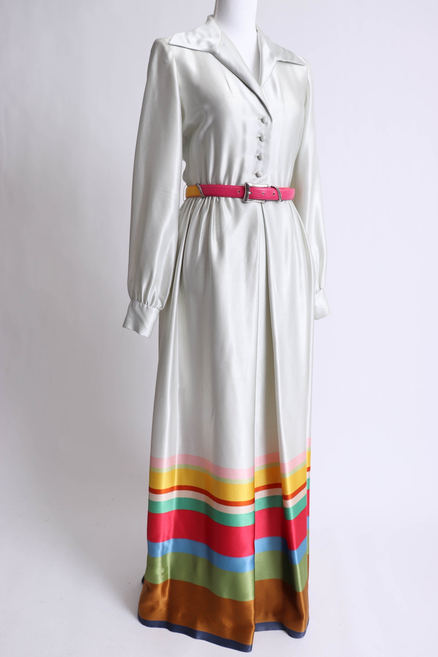 70's Silver Striped Maxi Dress XS/S