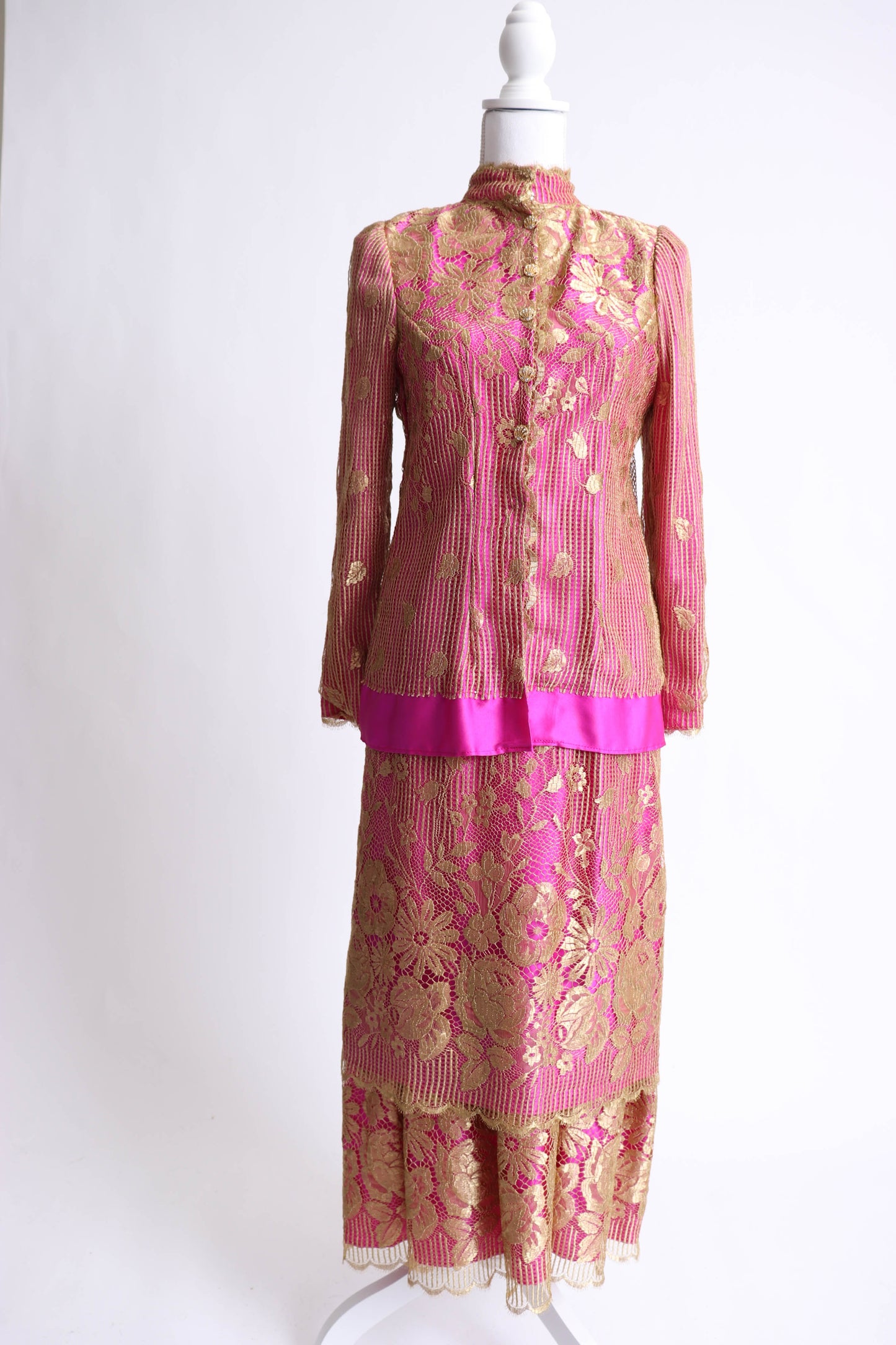 70's Pink and Gold Skirt Set S