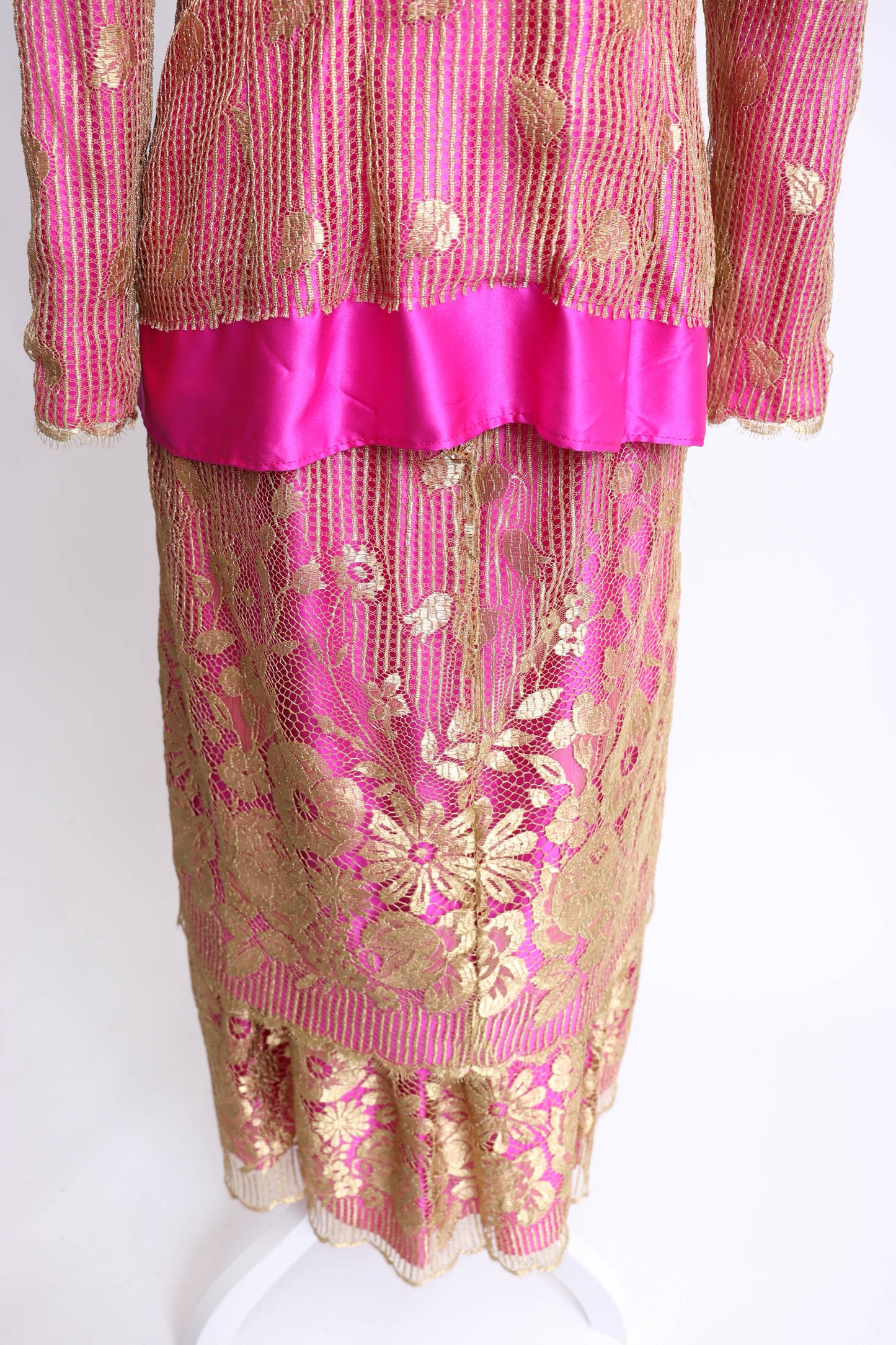 70's Pink and Gold Skirt Set S