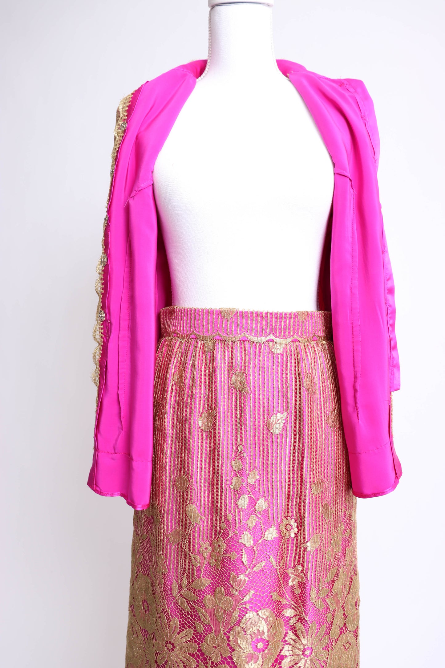 70's Pink and Gold Skirt Set S