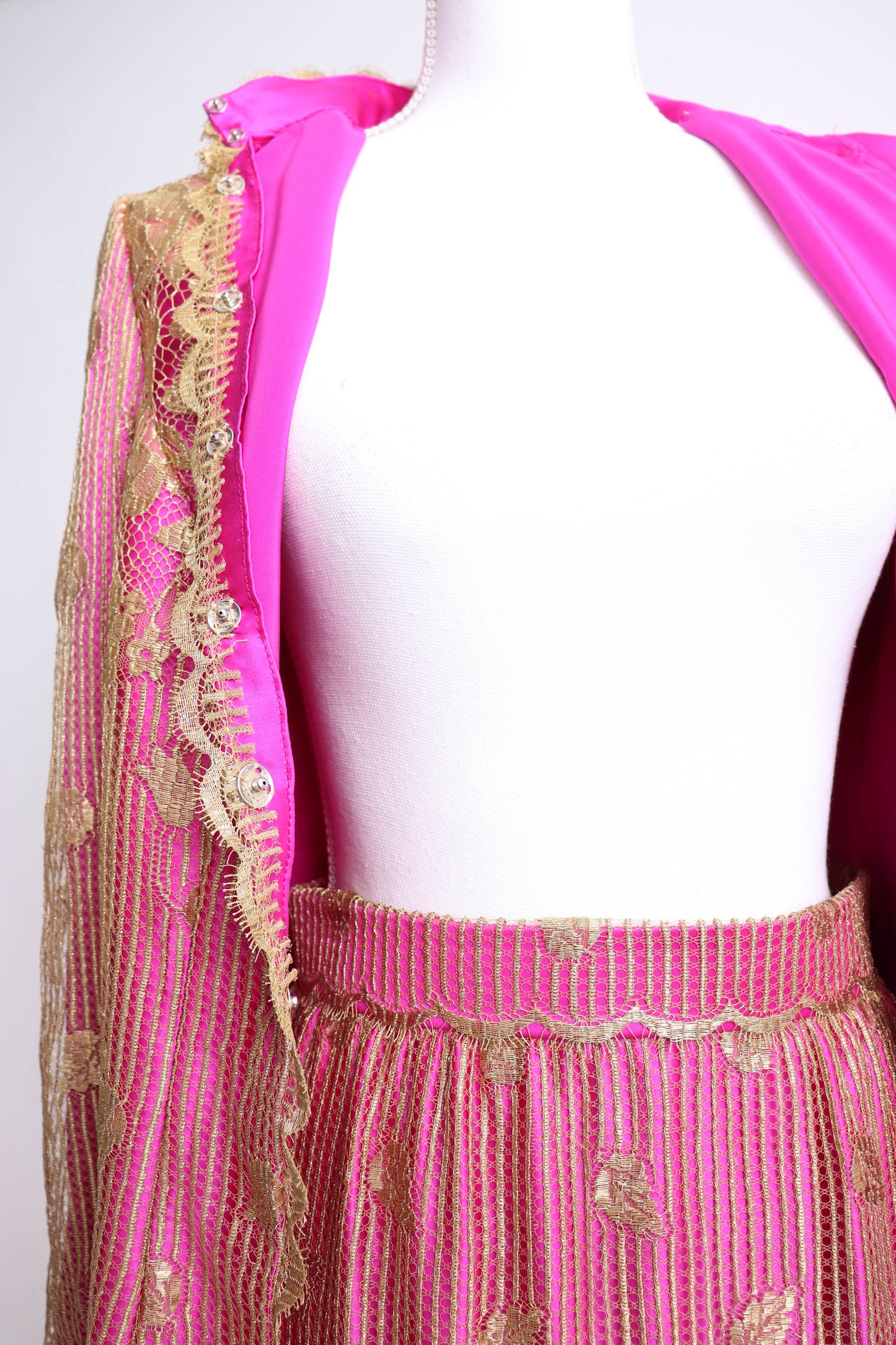 70's Pink and Gold Skirt Set S