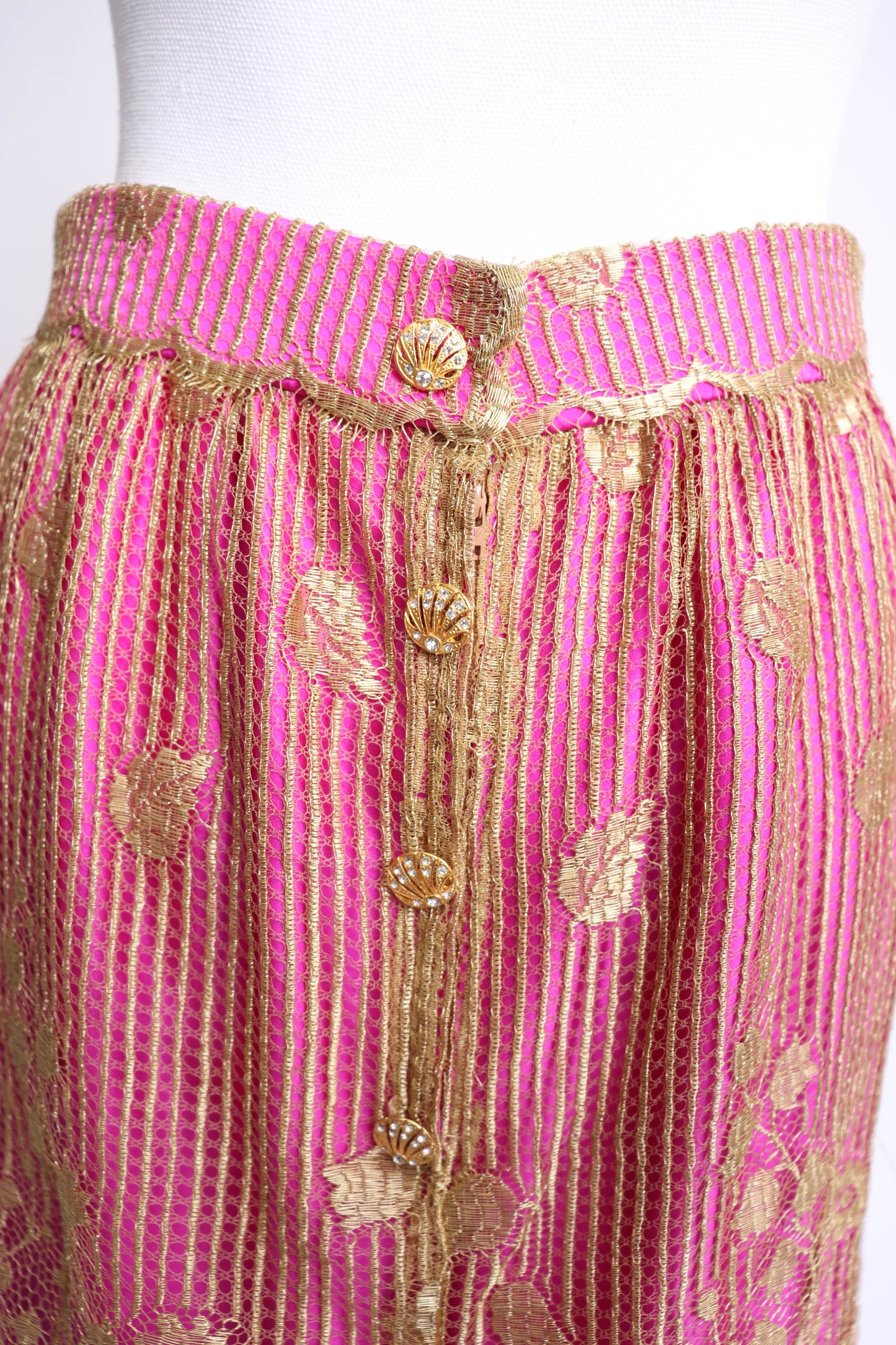 70's Pink and Gold Skirt Set S