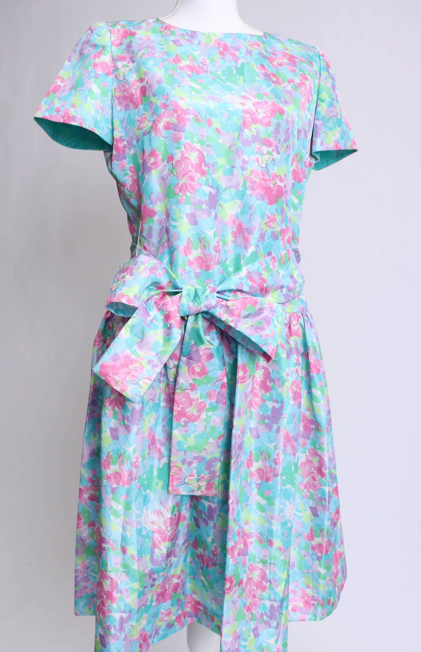 80's Floral Dress M