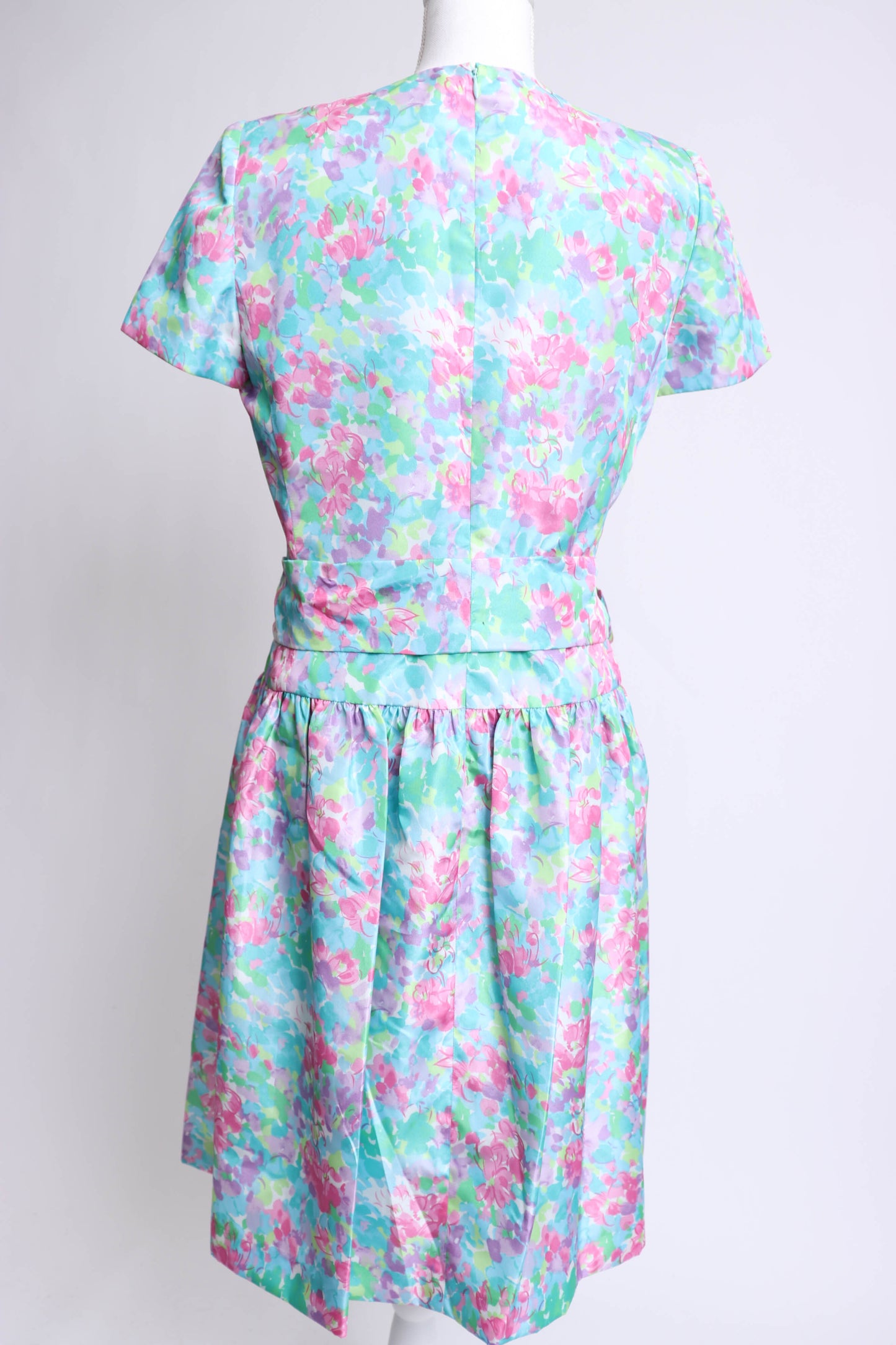 80's Floral Dress M