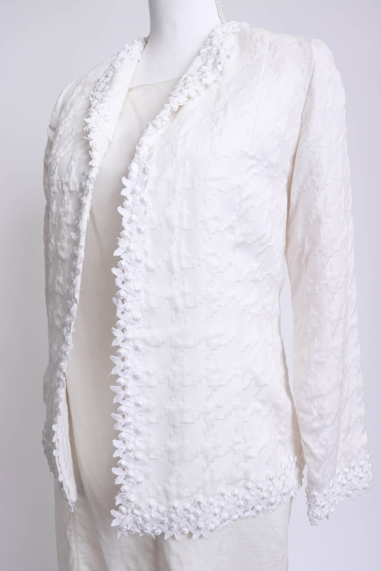 70's White Cotton Lace Jacket S